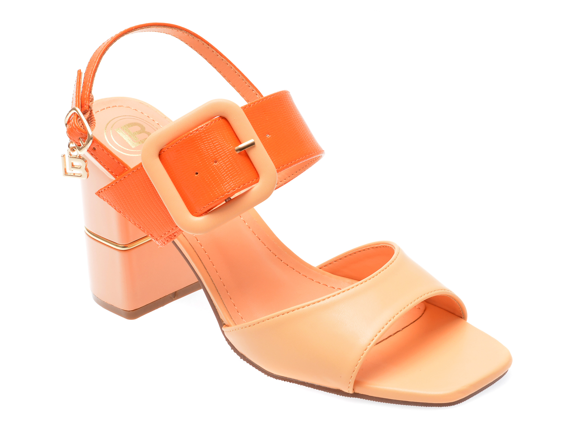 Sandale LAURA BIAGIOTTI portocalii, 8107, din piele ecologica 1 Sandale LAURA BIAGIOTTI portocalii