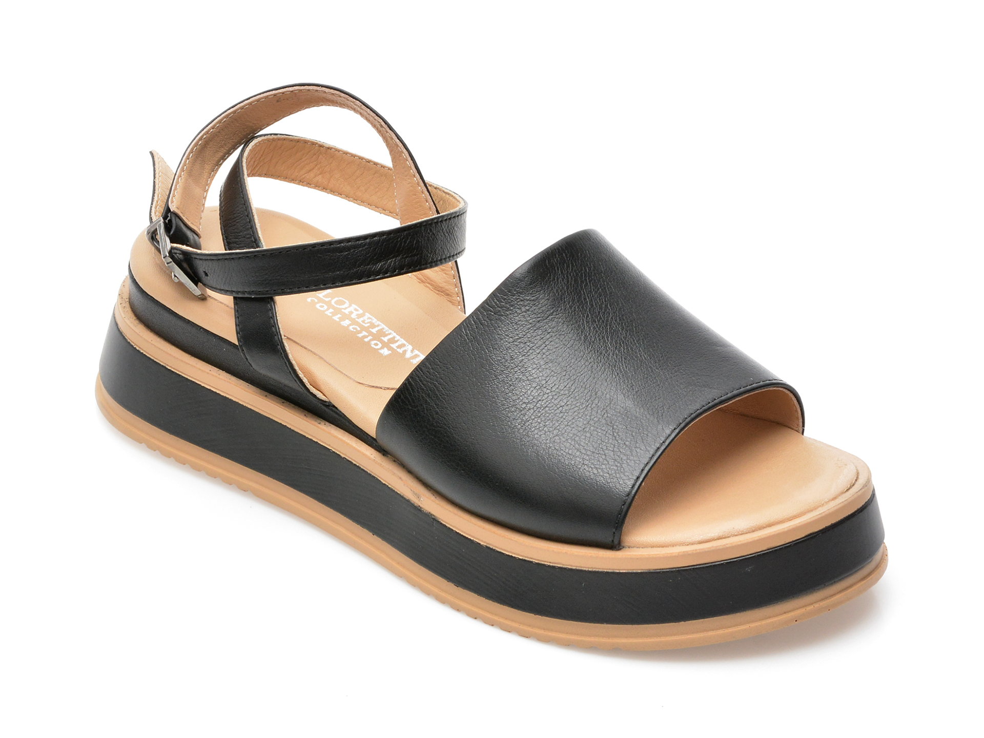 Sandale LORETTINI negre, 3007, din piele naturala 1 Sandale LORETTINI negre