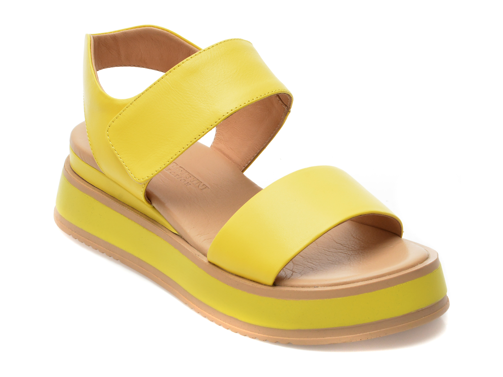 Sandale LR LORETTINI galbene, 30111, din piele naturala 1 Sandale LR LORETTINI galbene