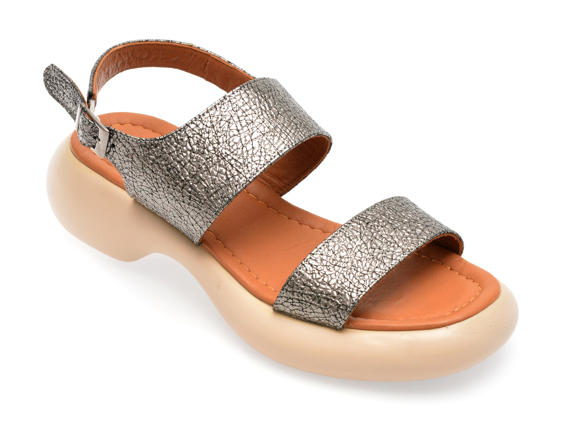 Sandale MAGRIT argintii, 101, din piele naturala 1 Sandale MAGRIT argintii