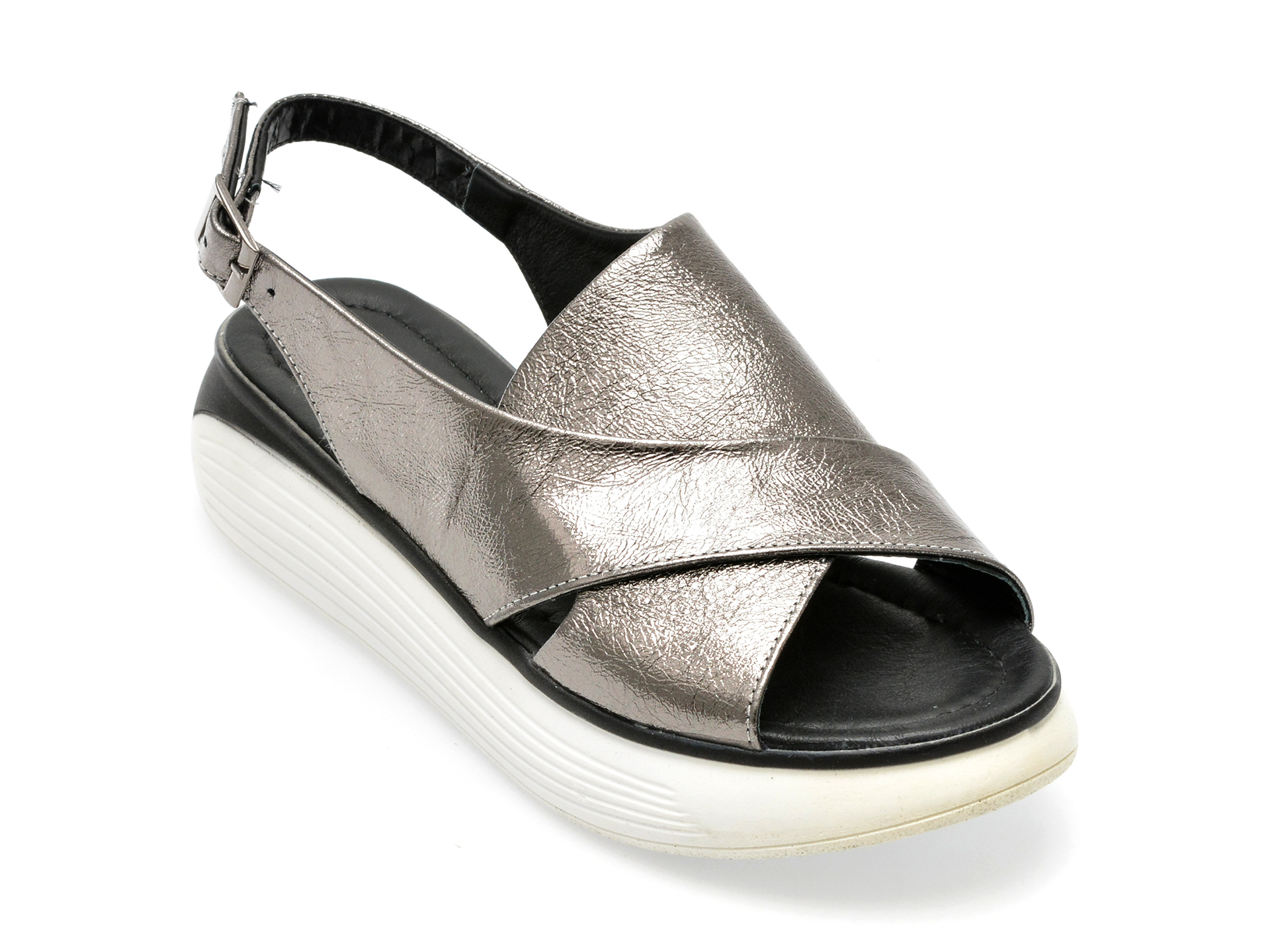 Sandale MAGRIT argintii, 104, din piele naturala 1 Sandale MAGRIT argintii