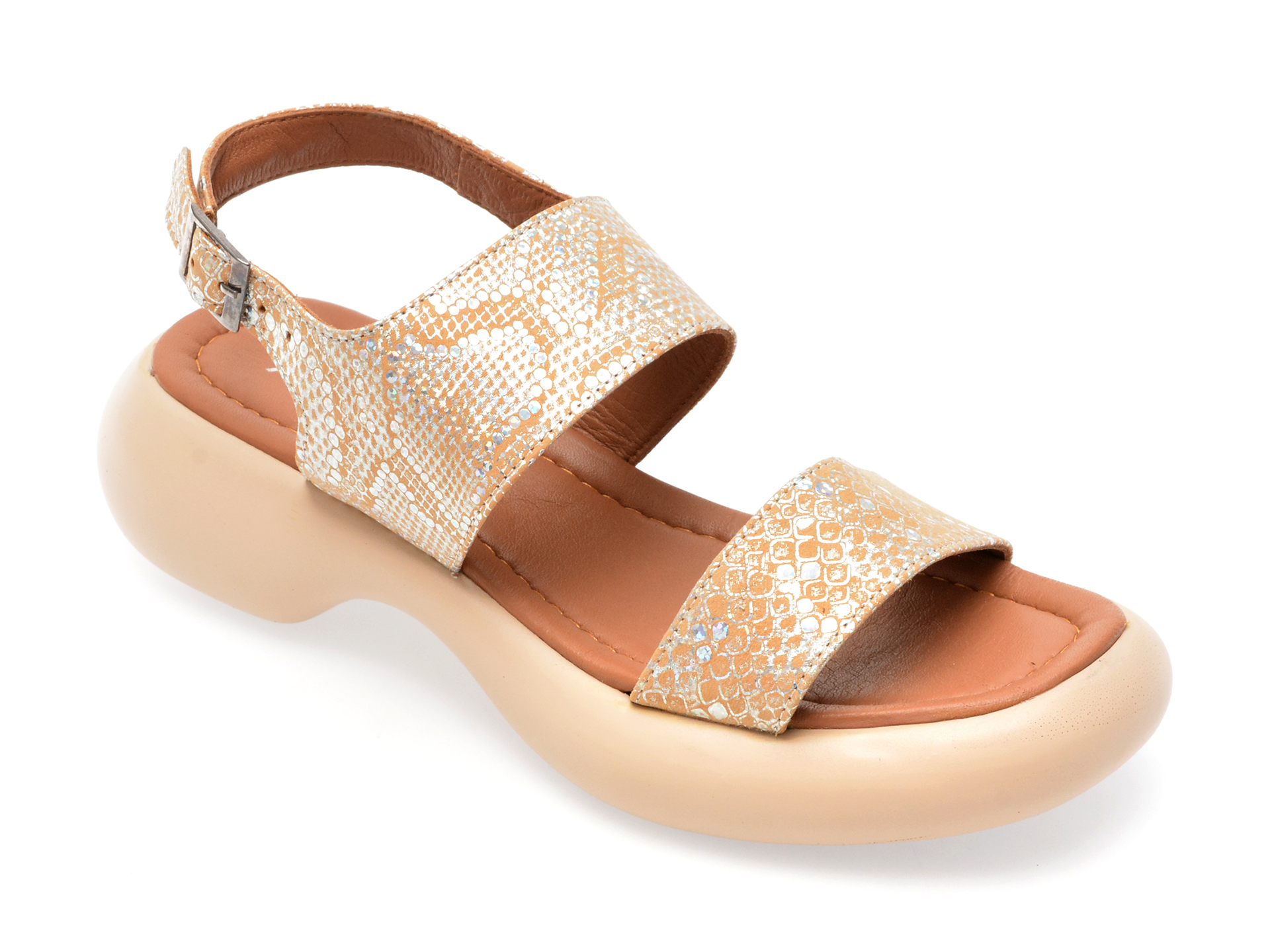 Sandale MAGRIT aurii, 101, din piele naturala lacuita 1 Sandale MAGRIT aurii