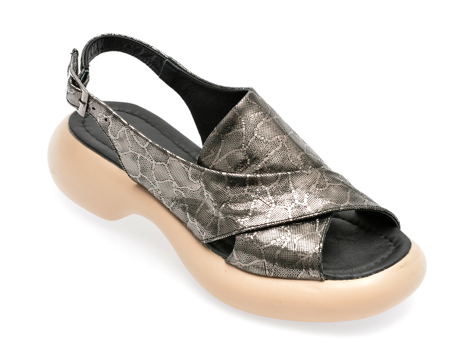 Sandale MAGRIT negre, 100, din piele naturala lacuita 1 Sandale MAGRIT negre