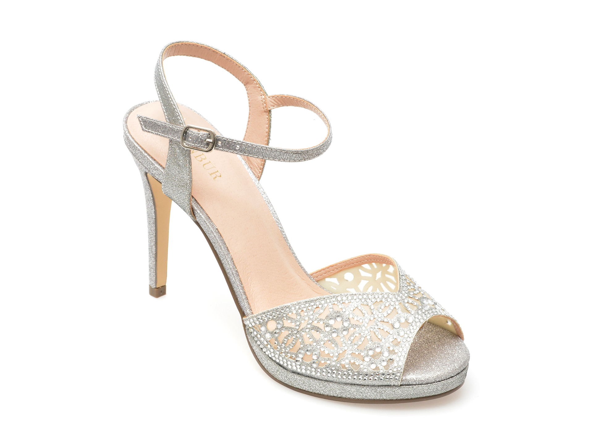 Sandale MENBUR argintii, 23674, din piele ecologica 1 Sandale MENBUR argintii