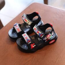 Sandale  Model Super Erou - Textil - Cauciuc - Baieti - Negru - Rosu