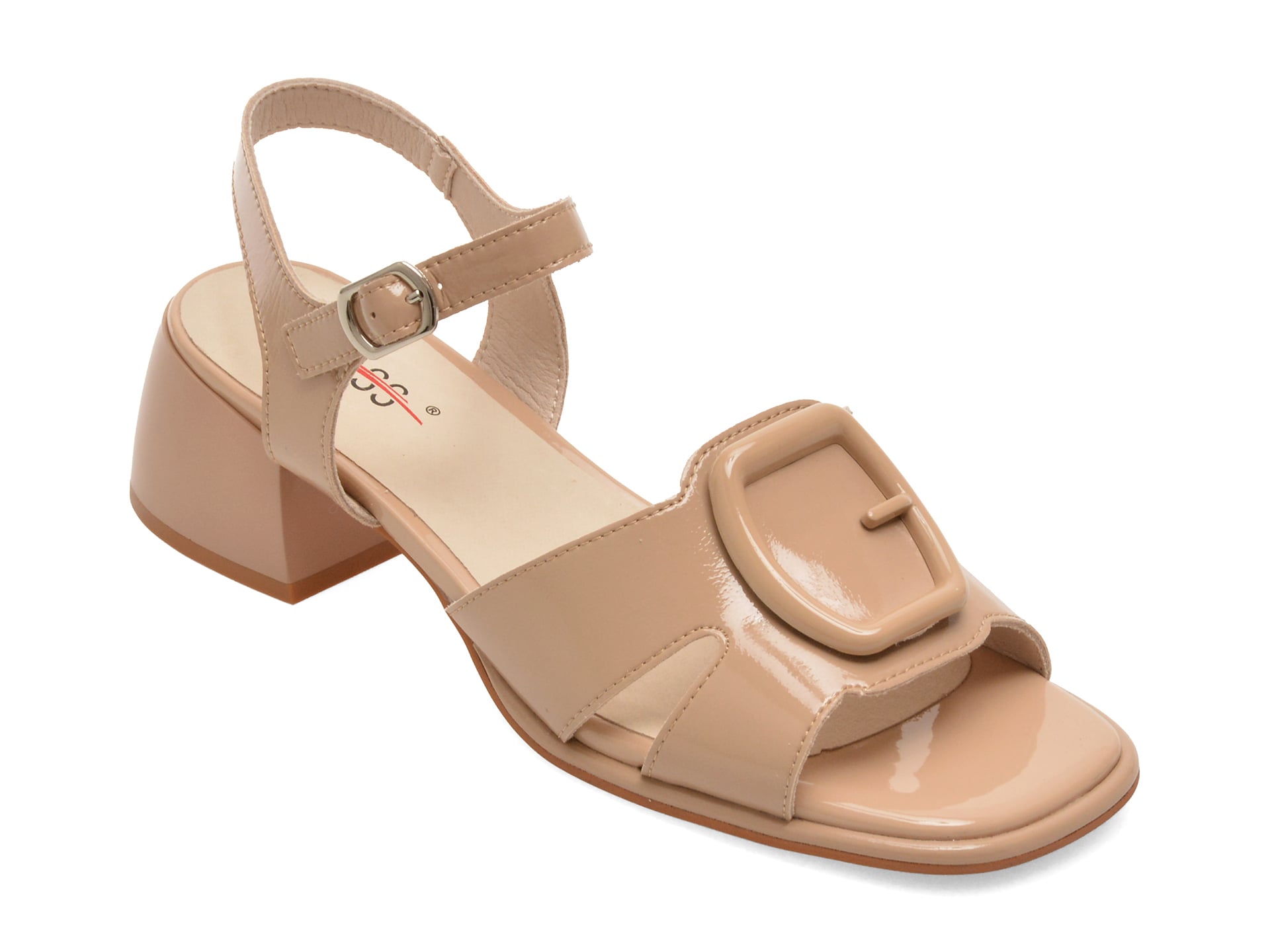 Sandale PASS COLLECTION bej, W160032, din piele naturala lacuita 1 Sandale PASS COLLECTION bej