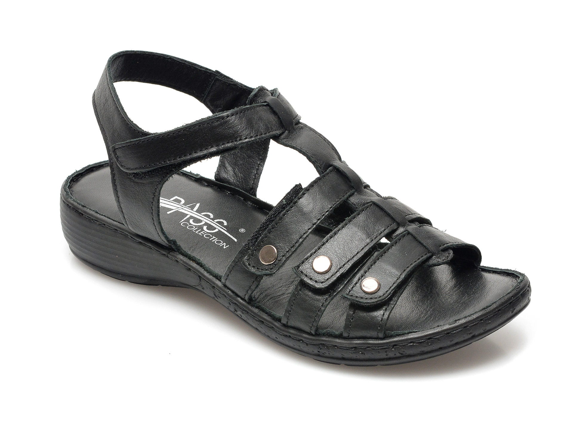 Sandale PASS COLLECTION negre, 54215, din piele naturala 1 Sandale PASS COLLECTION negre