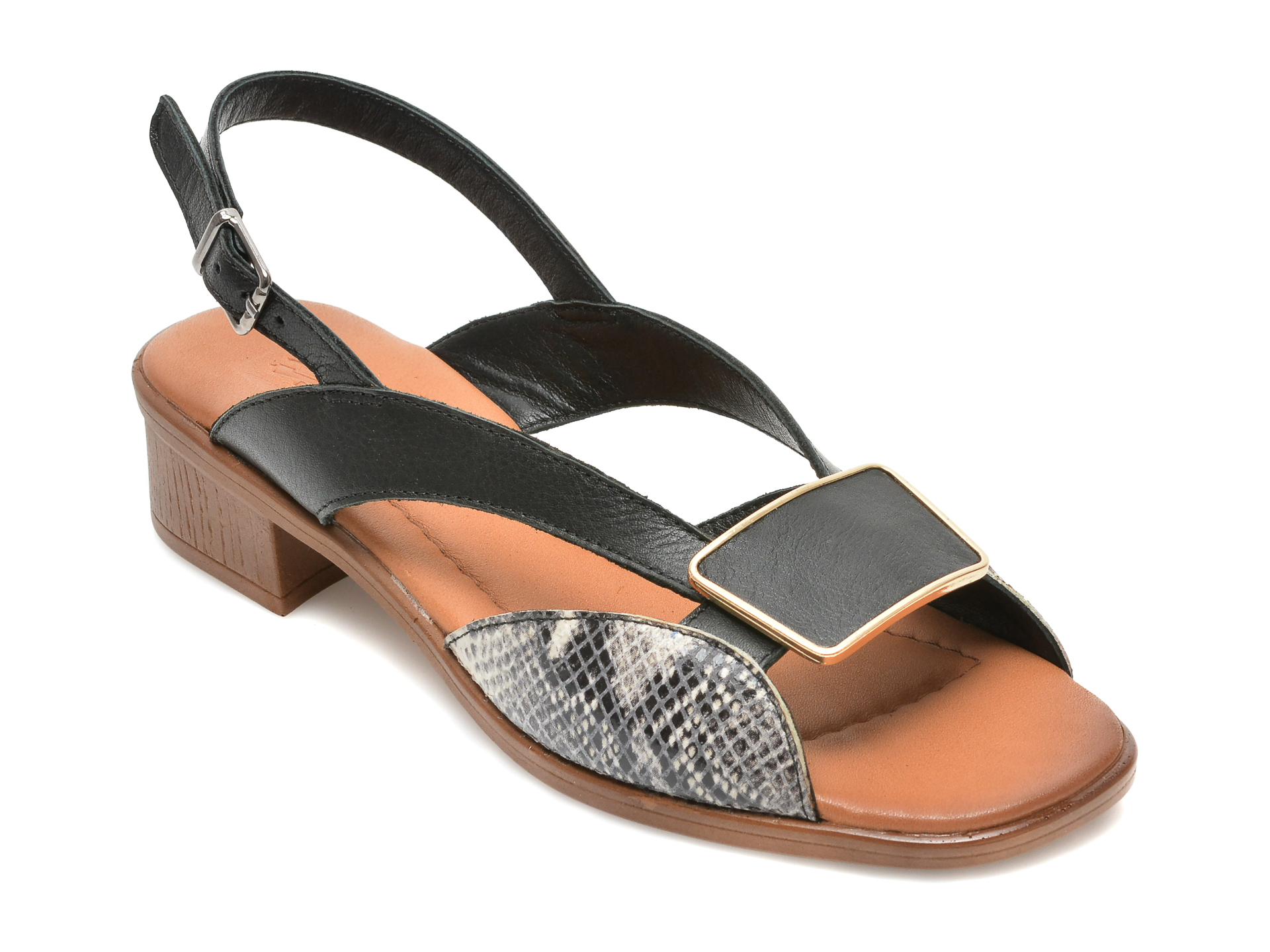 Sandale PASS COLLECTION negre, 6017, din piele naturala 1 Sandale PASS COLLECTION negre