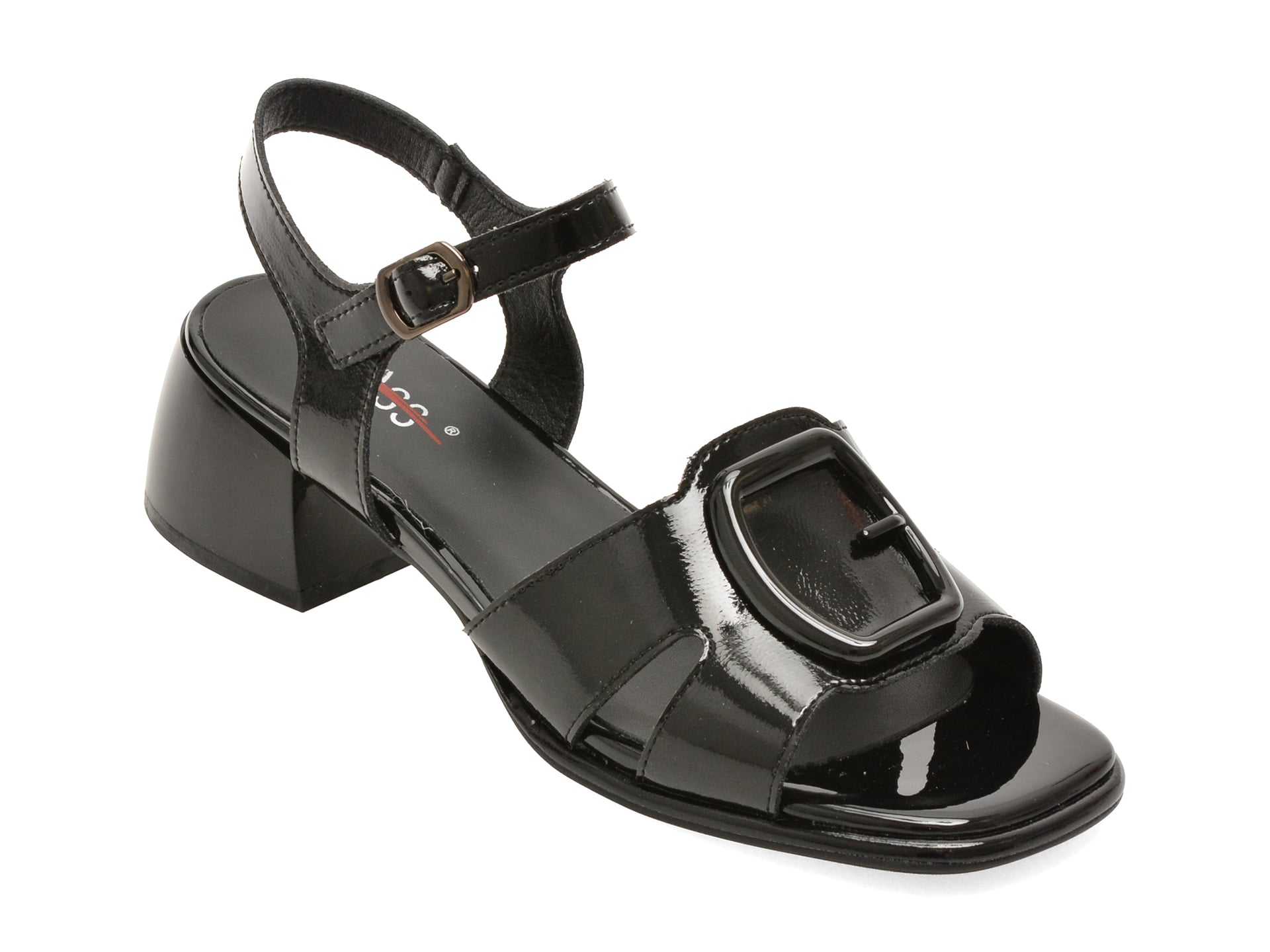 Sandale PASS COLLECTION negre, W160032, din piele naturala lacuita 1 Sandale PASS COLLECTION negre