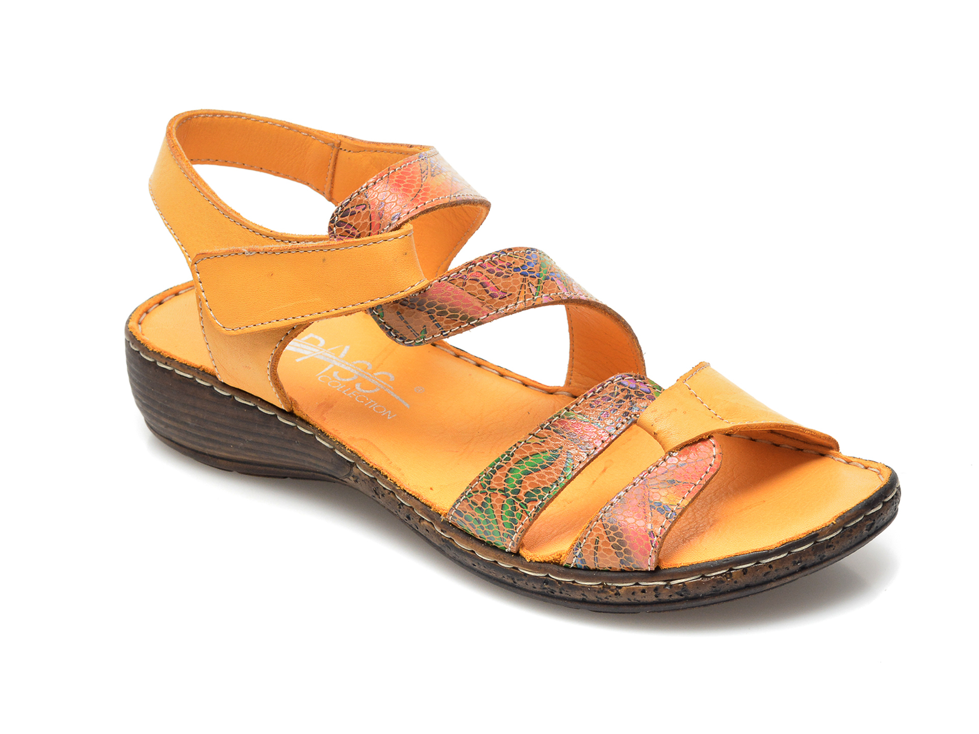 Sandale PASS COLLECTION portocalii, 16716, din piele naturala 1 Sandale PASS COLLECTION portocalii