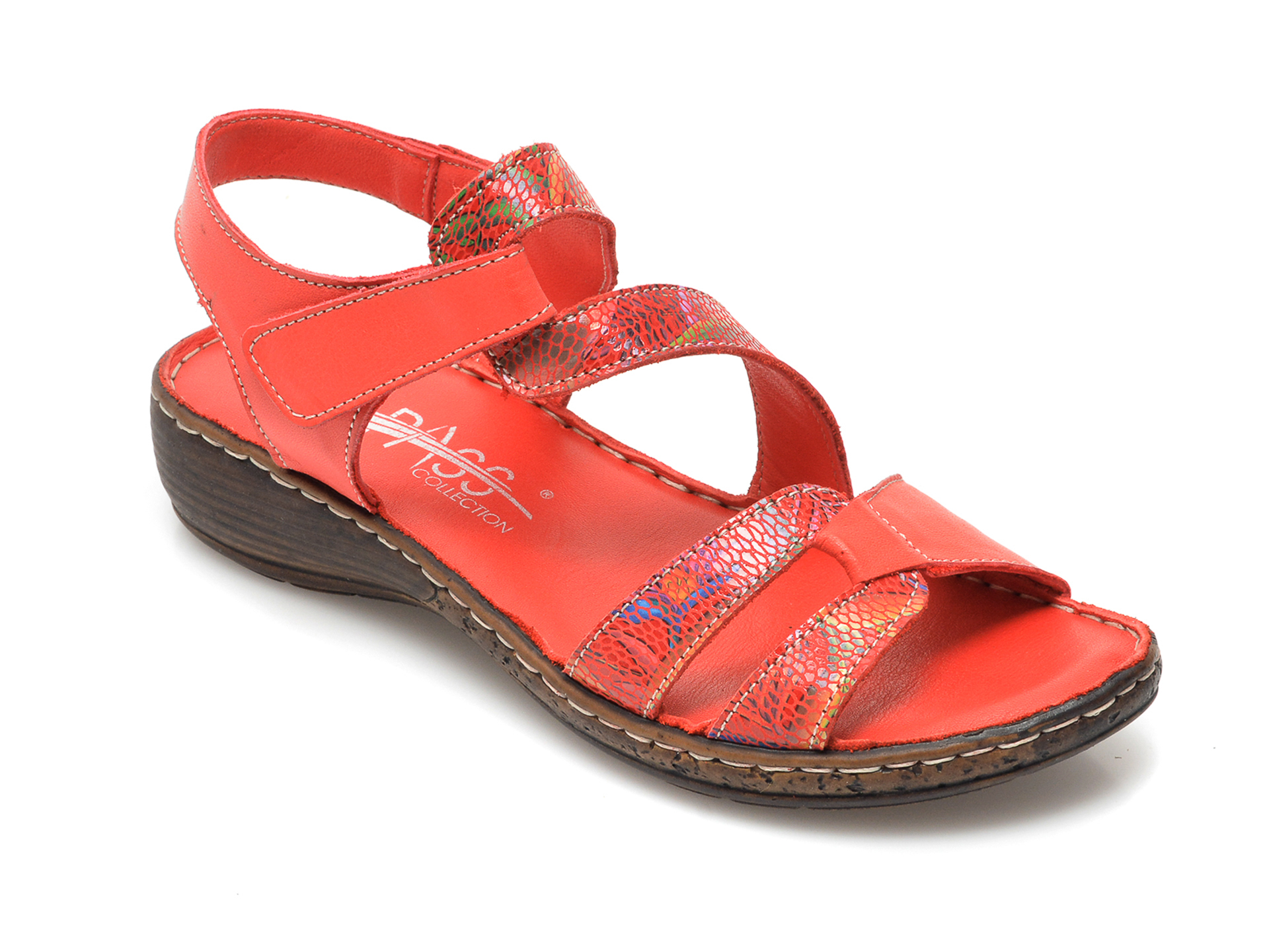 Sandale PASS COLLECTION rosii, 16716, din piele naturala 1 Sandale PASS COLLECTION rosii