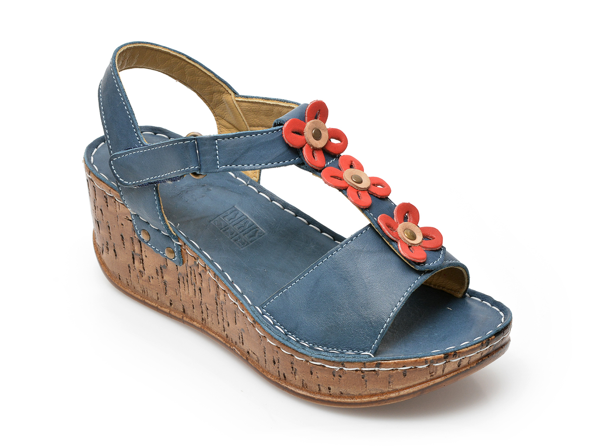 Sandale PAVARELLA albastre, 1432, din piele naturala 1 Sandale PAVARELLA albastre