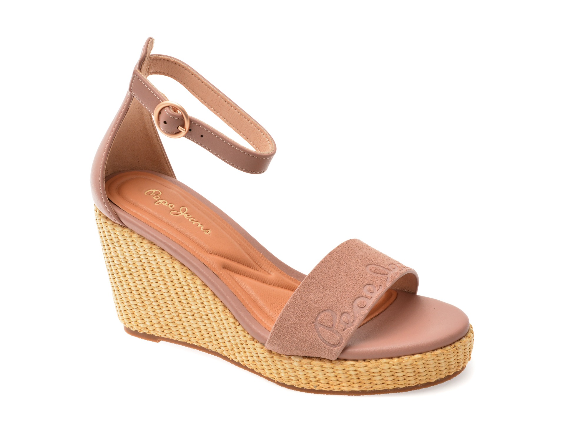 Sandale PEPE JEANS roz, WAYNA LOG, din piele ecologica 1 Sandale PEPE JEANS roz