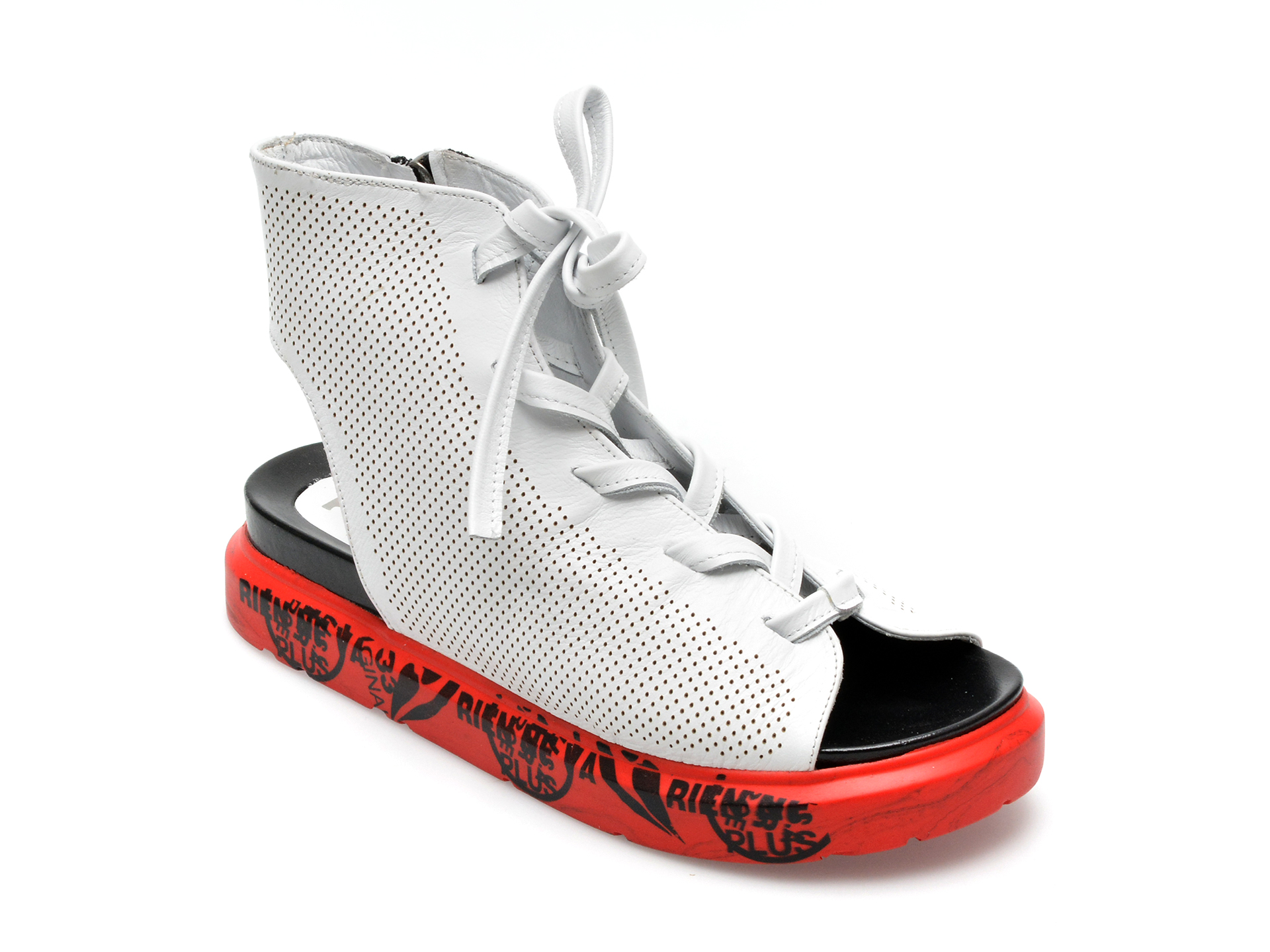 Sandale PUFFY FOOTS albe, 6, din piele naturala 1 Sandale PUFFY FOOTS albe