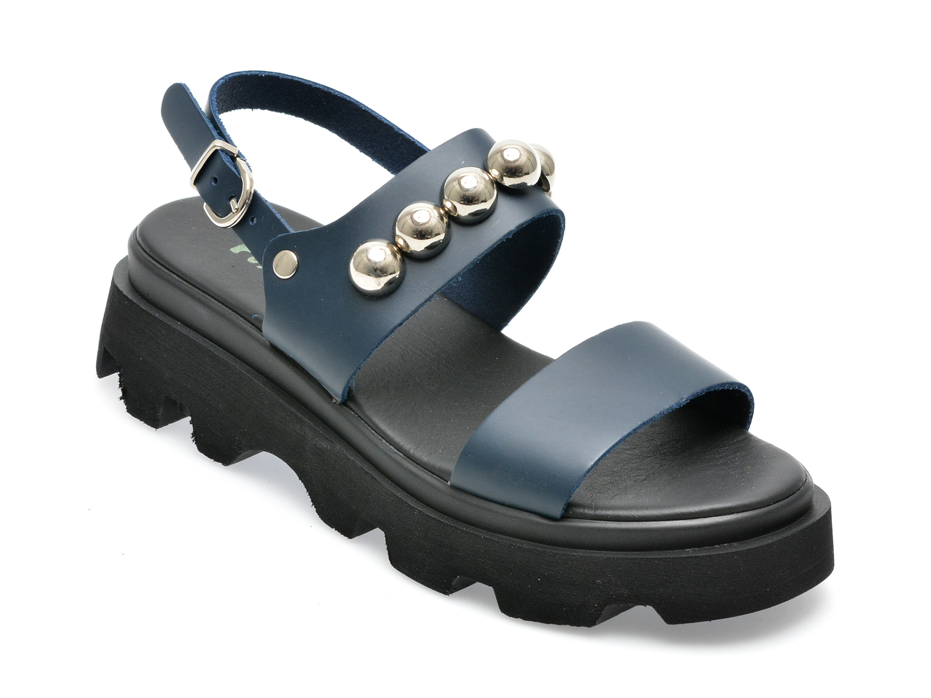 Sandale PUFFY FOOTS bleumarin, 17, din piele naturala 1 Sandale PUFFY FOOTS bleumarin