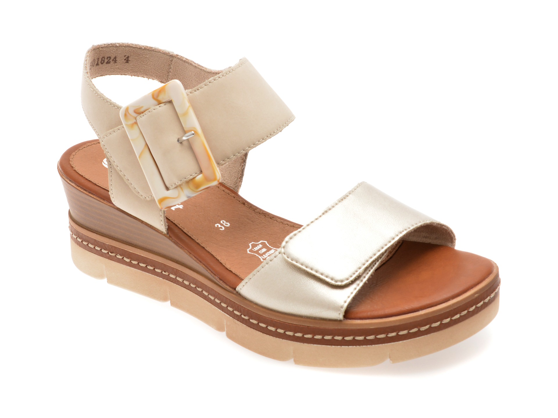 Sandale REMONTE aurii, D2L53, din piele naturala 1 Sandale REMONTE aurii