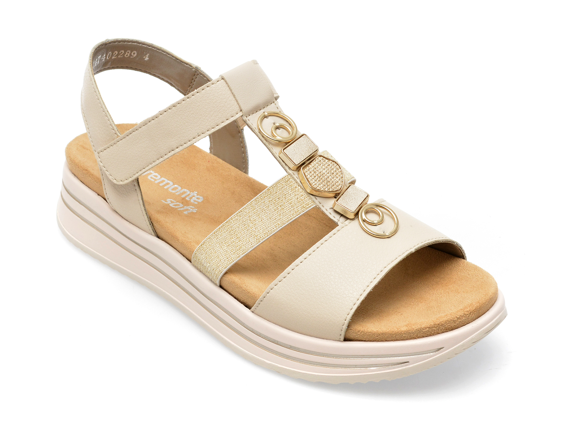 Sandale REMONTE bej, R2962, din piele naturala 1 Sandale REMONTE bej