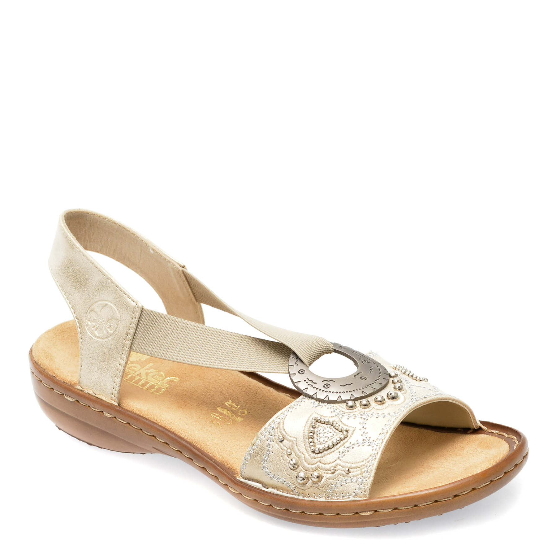 Sandale RIEKER albe, 608B9, din piele ecologica 1 Sandale RIEKER albe