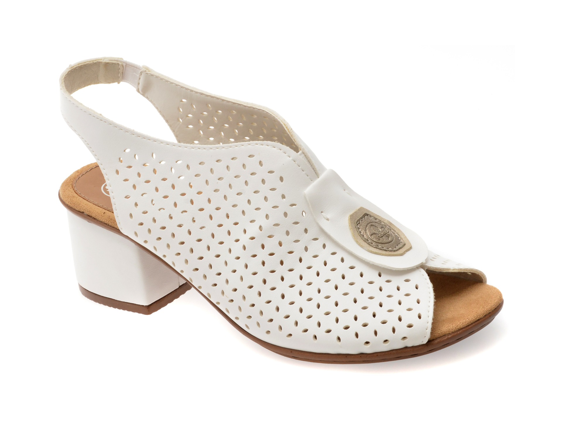 Sandale RIEKER albe, 64656, din piele ecologica 1 Sandale RIEKER albe