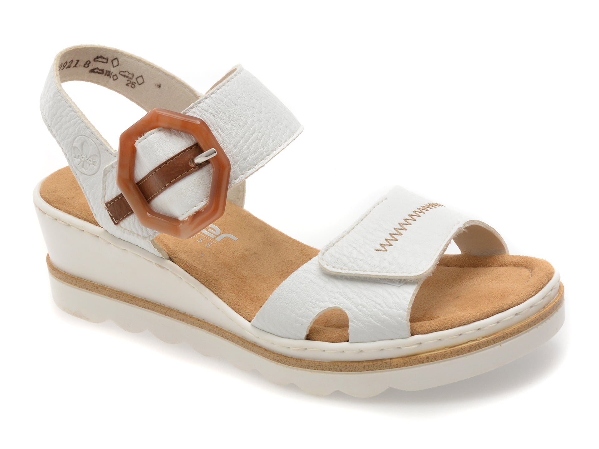 Sandale RIEKER albe, 67476, din piele ecologica 1 Sandale RIEKER albe