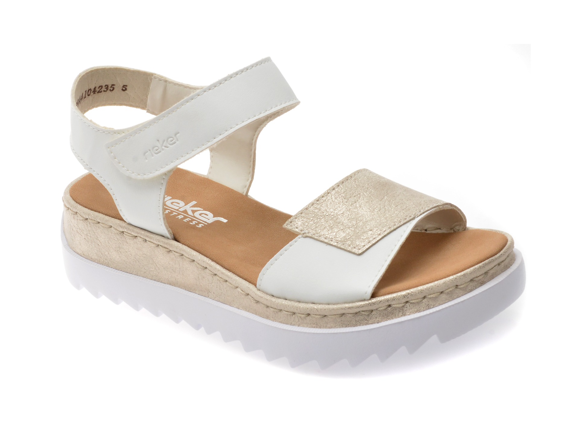 Sandale RIEKER albe, V4476, din piele ecologica 1 Sandale RIEKER albe