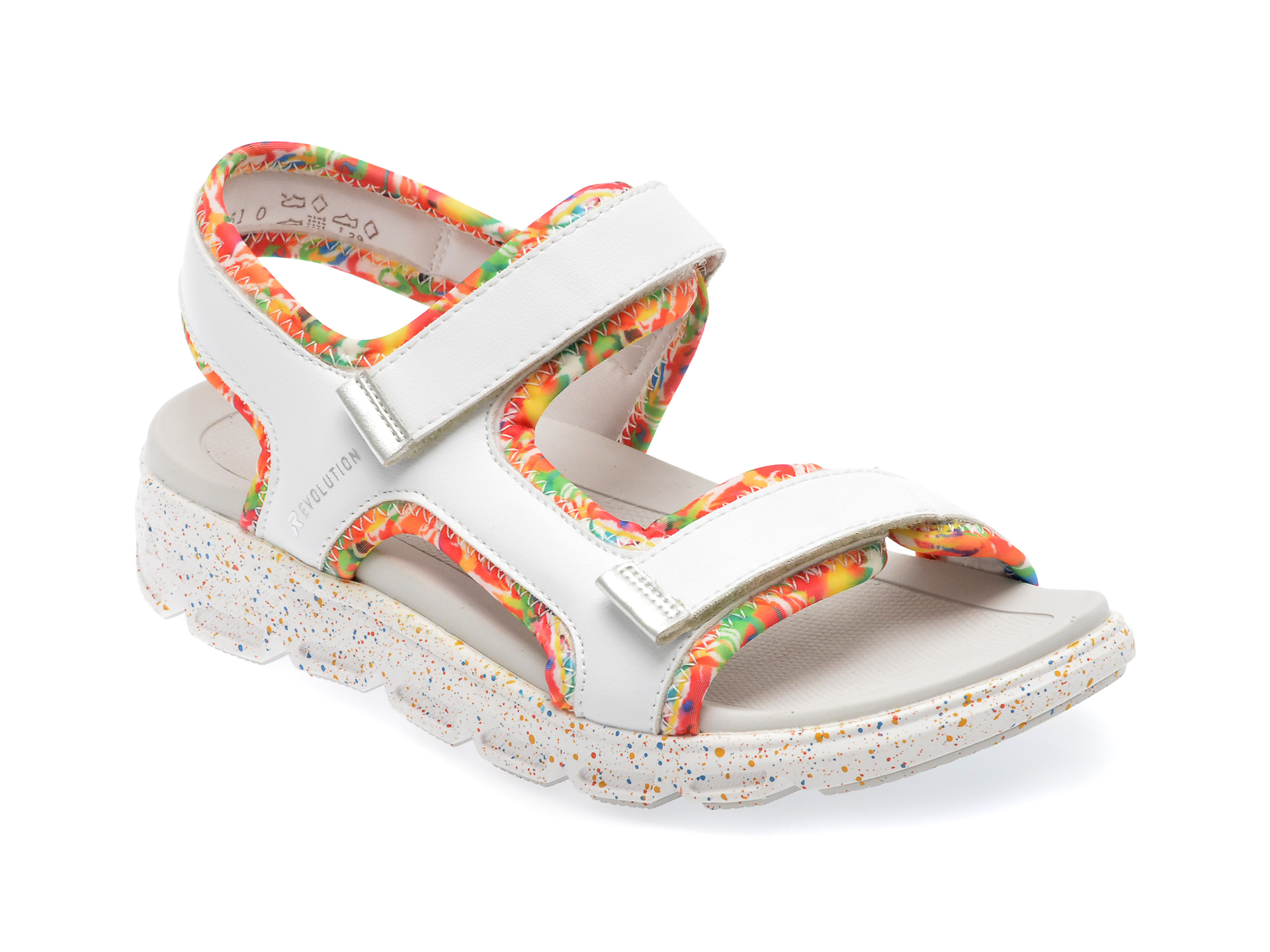 Sandale RIEKER albe, V8405, din piele ecologica 1 Sandale RIEKER albe