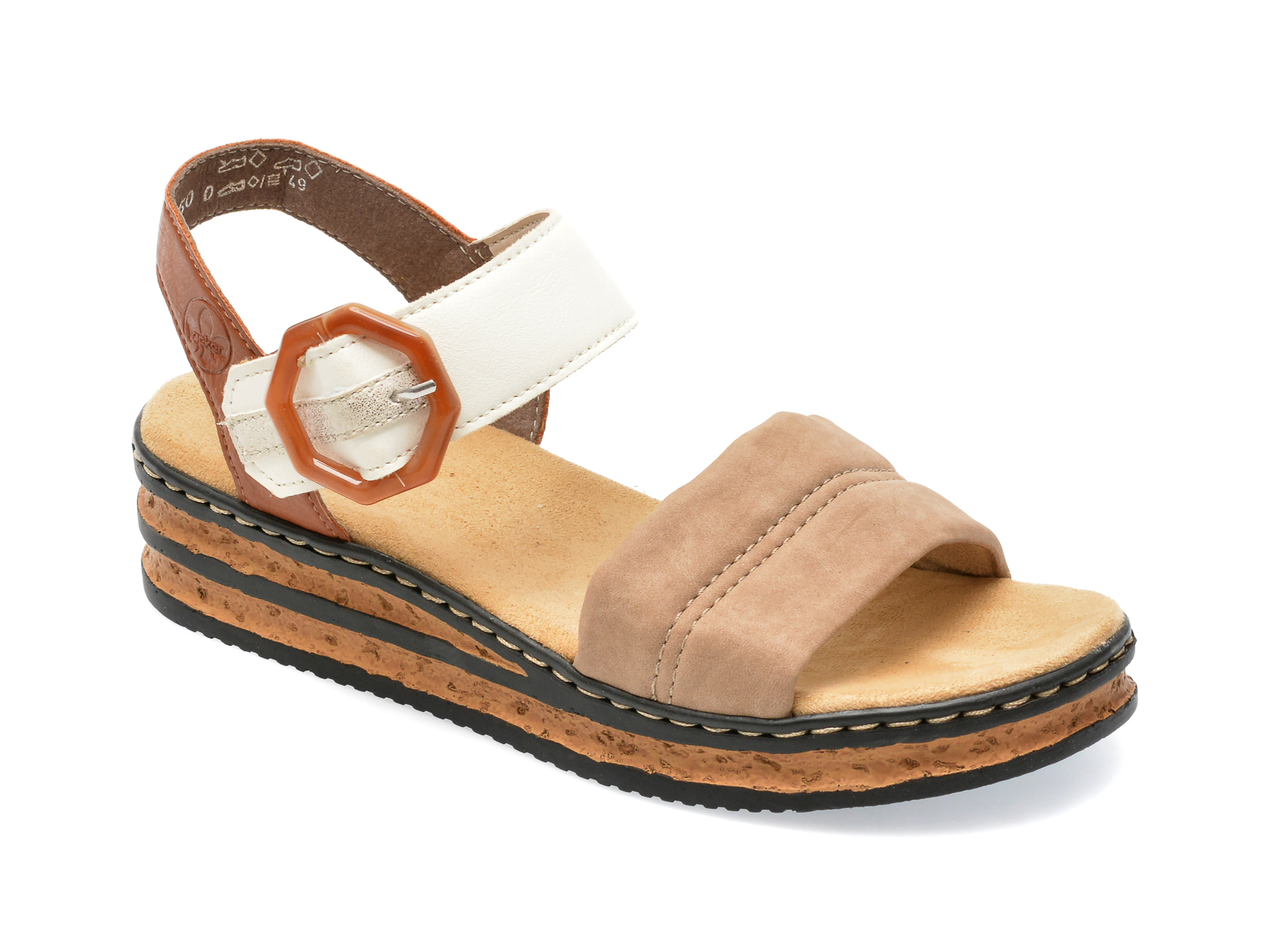 Sandale RIEKER bej, 62964, din piele ecologica 1 Sandale RIEKER bej