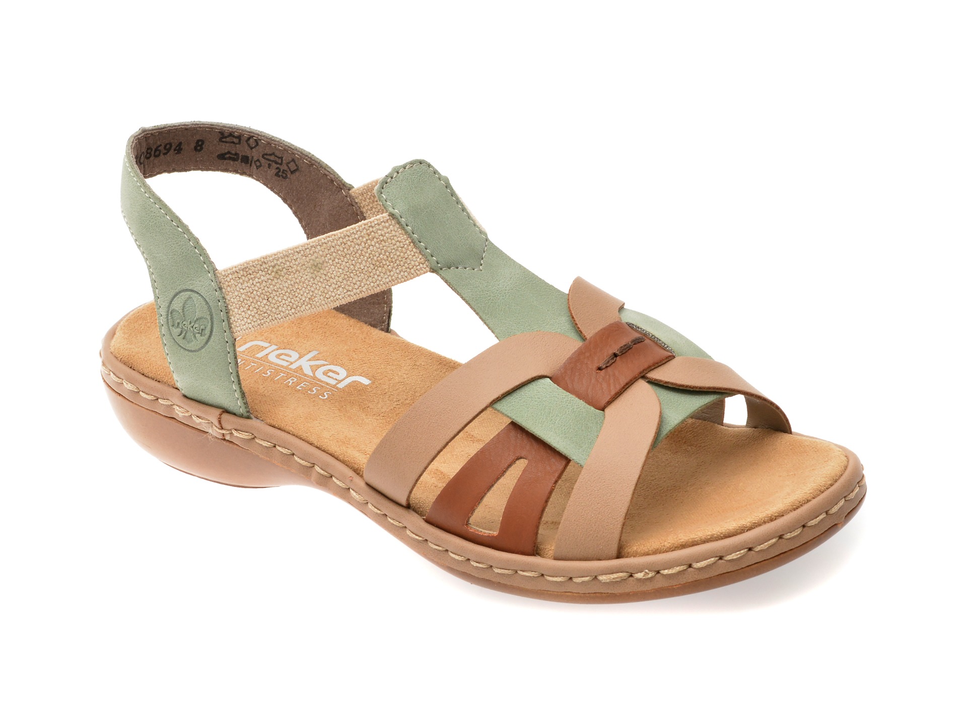 Sandale RIEKER bej, 65918, din piele ecologica 1 Sandale RIEKER bej