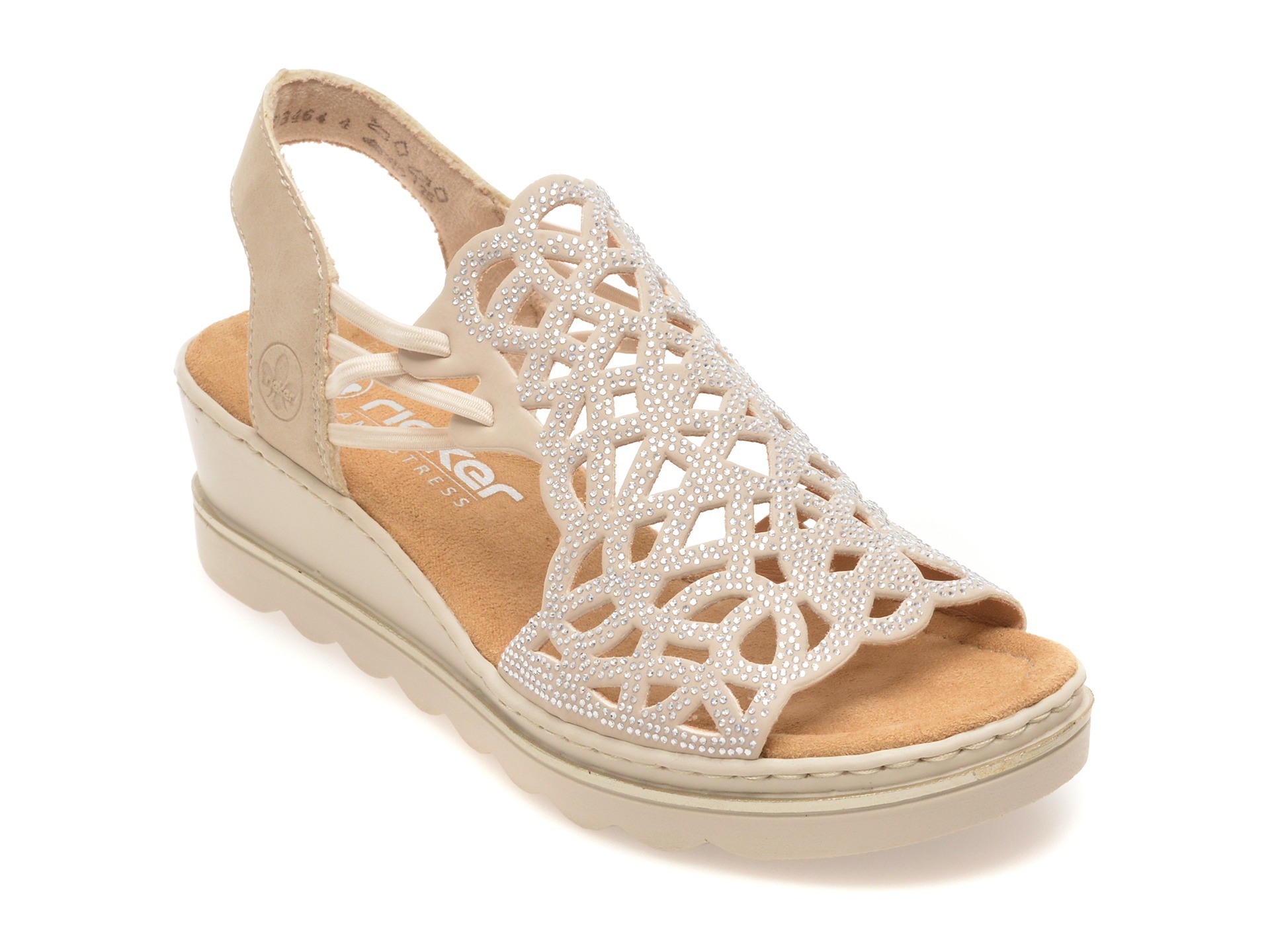 Sandale RIEKER bej, 67465, din piele ecologica 1 Sandale RIEKER bej