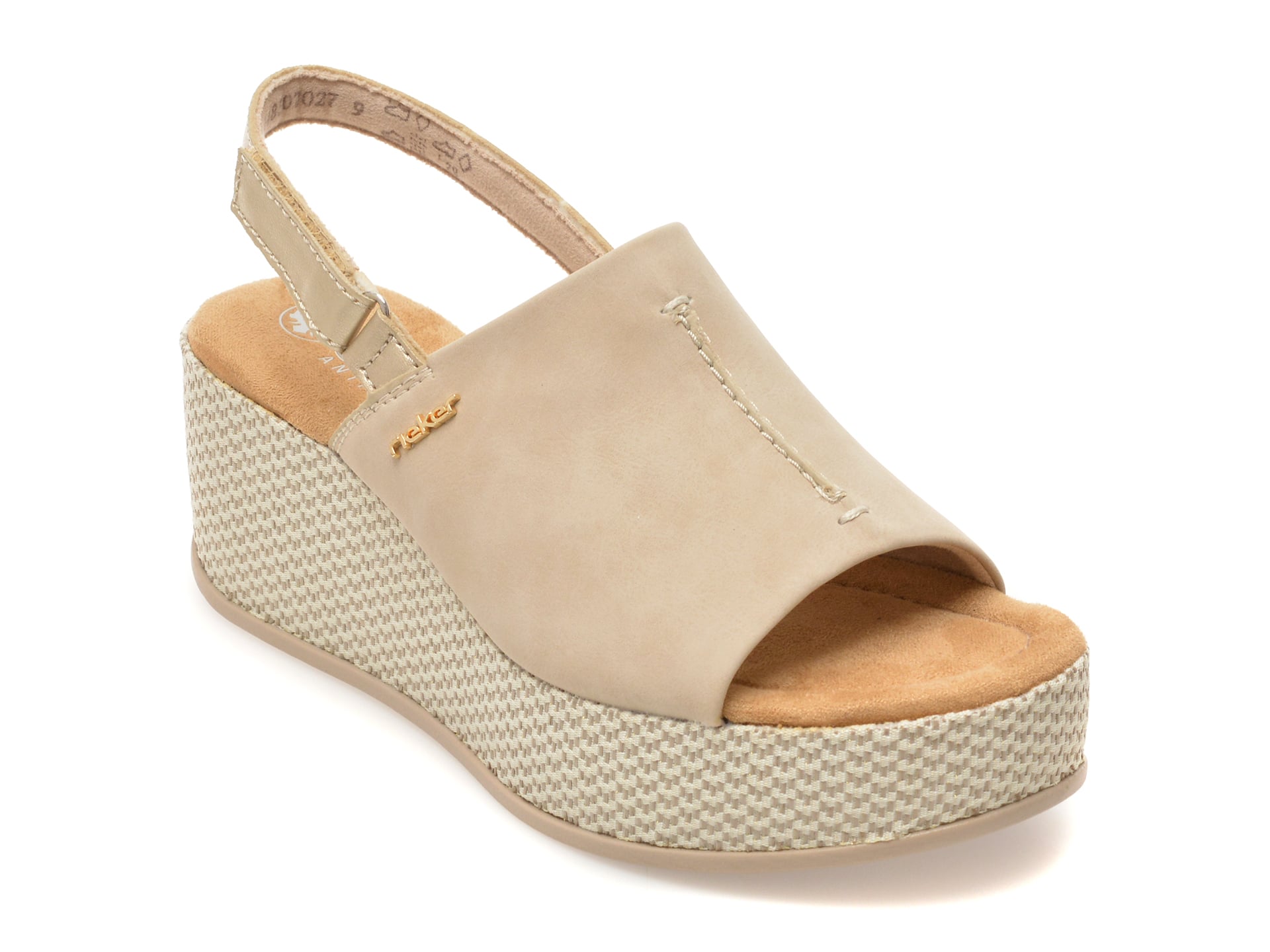 Sandale RIEKER bej, 69460, din piele ecologica 1 Sandale RIEKER bej