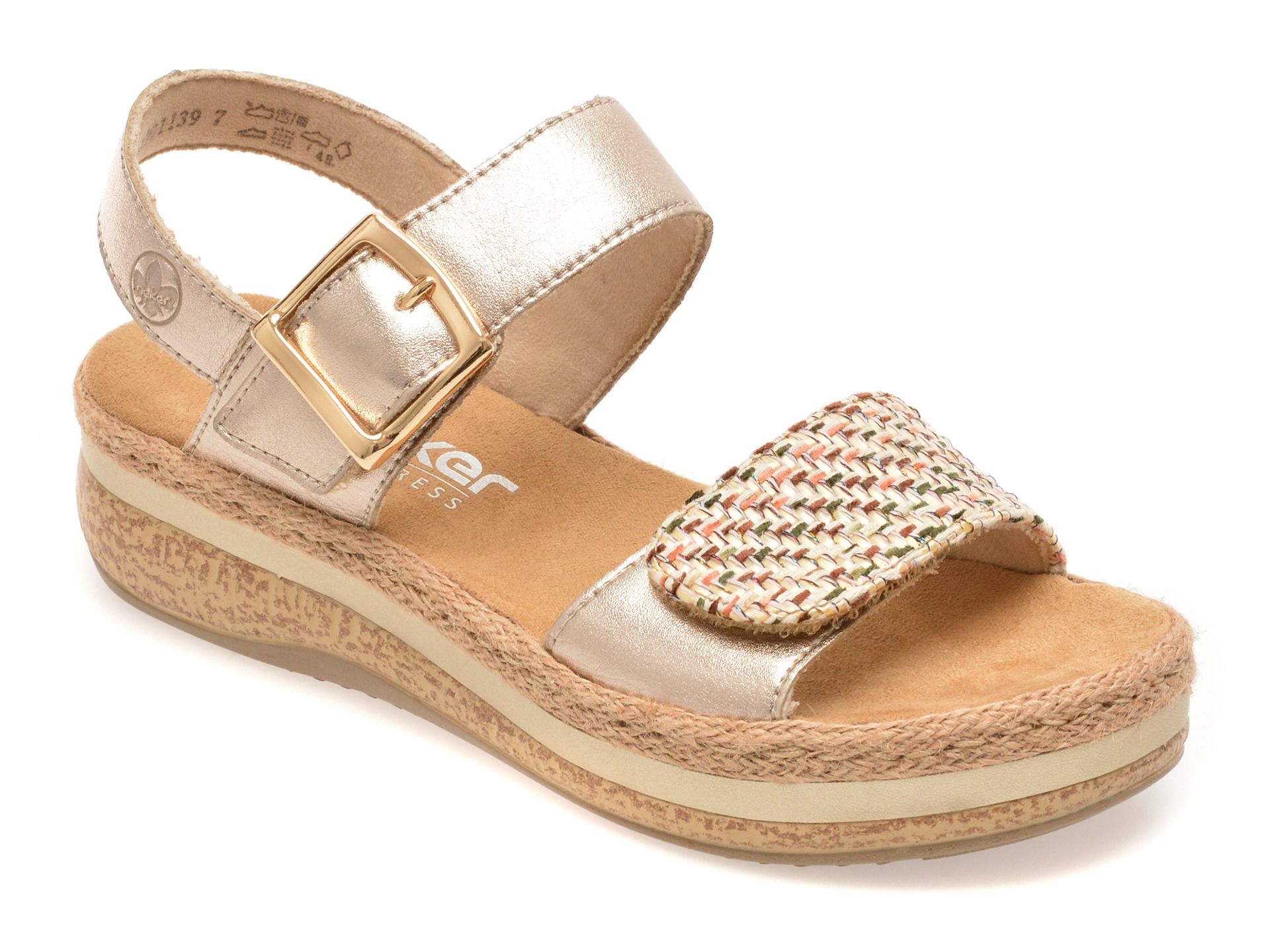 Sandale RIEKER bej, V0951, din piele naturala 1 Sandale RIEKER bej