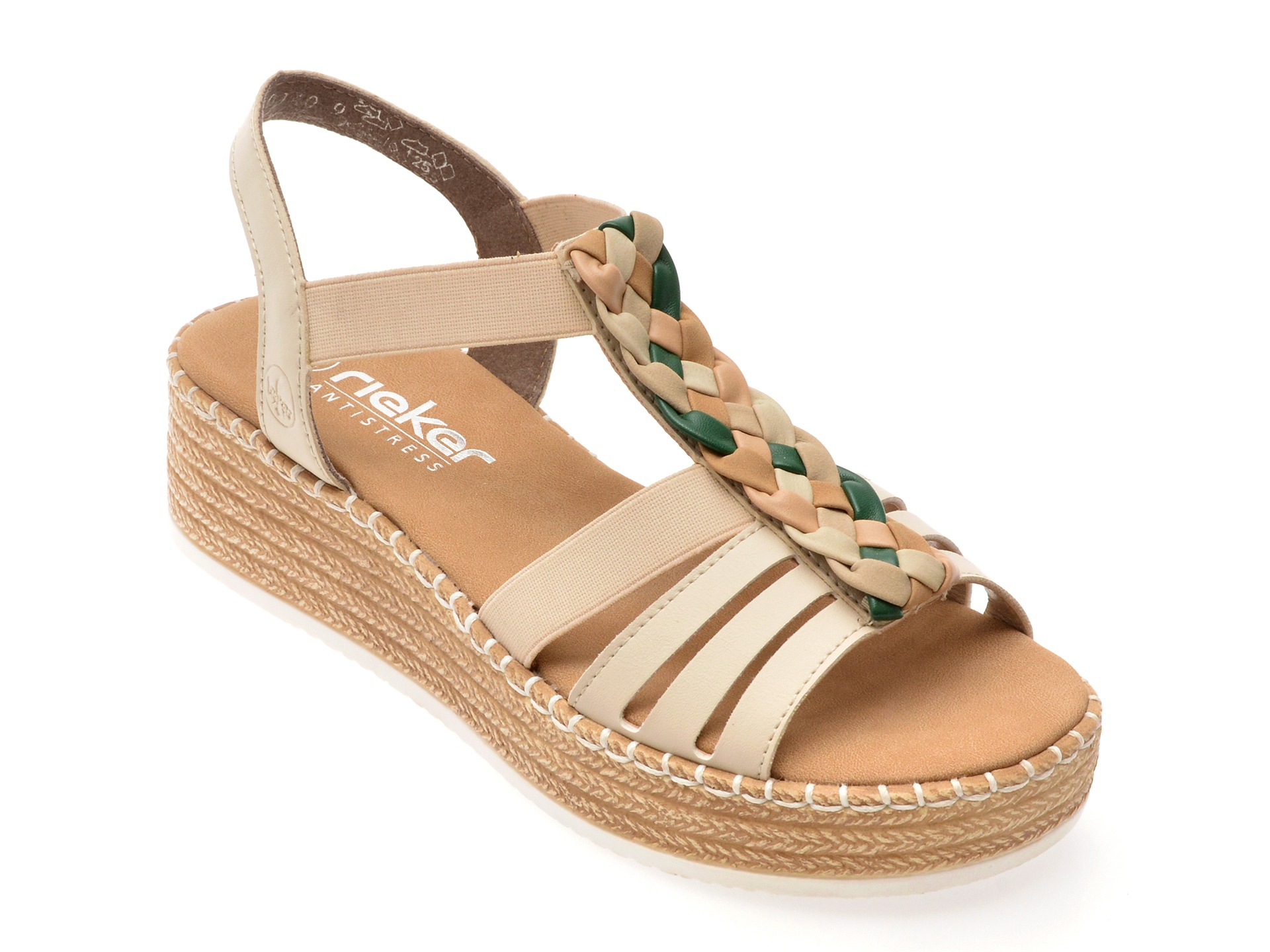 Sandale RIEKER bej, V4550, din piele ecologica 1 Sandale RIEKER bej