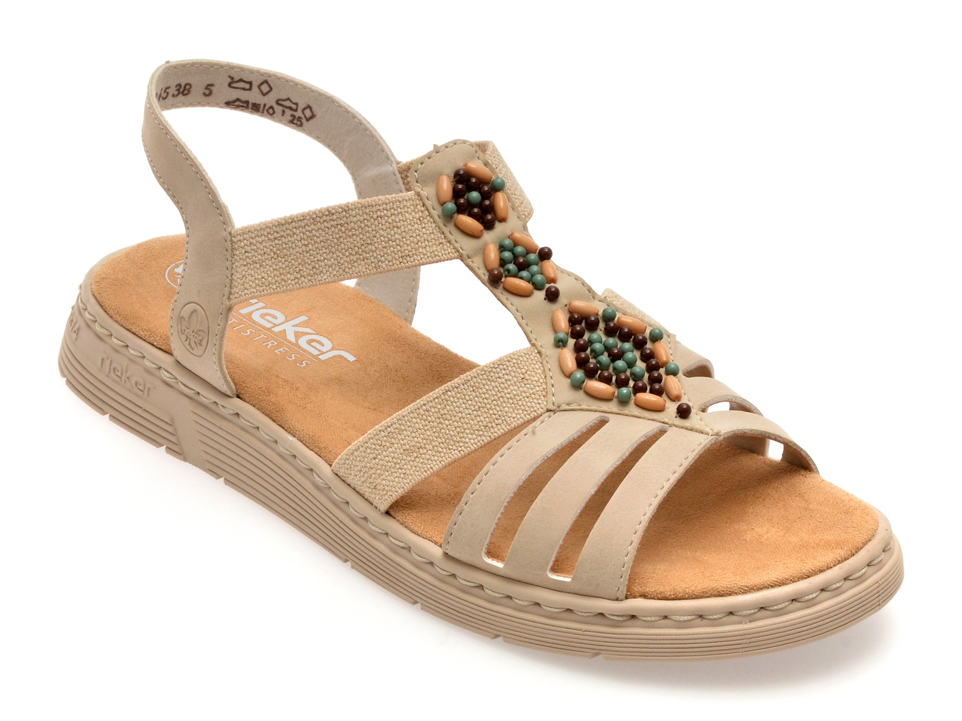 Sandale RIEKER bej, V9120, din piele ecologica 1 Sandale RIEKER bej