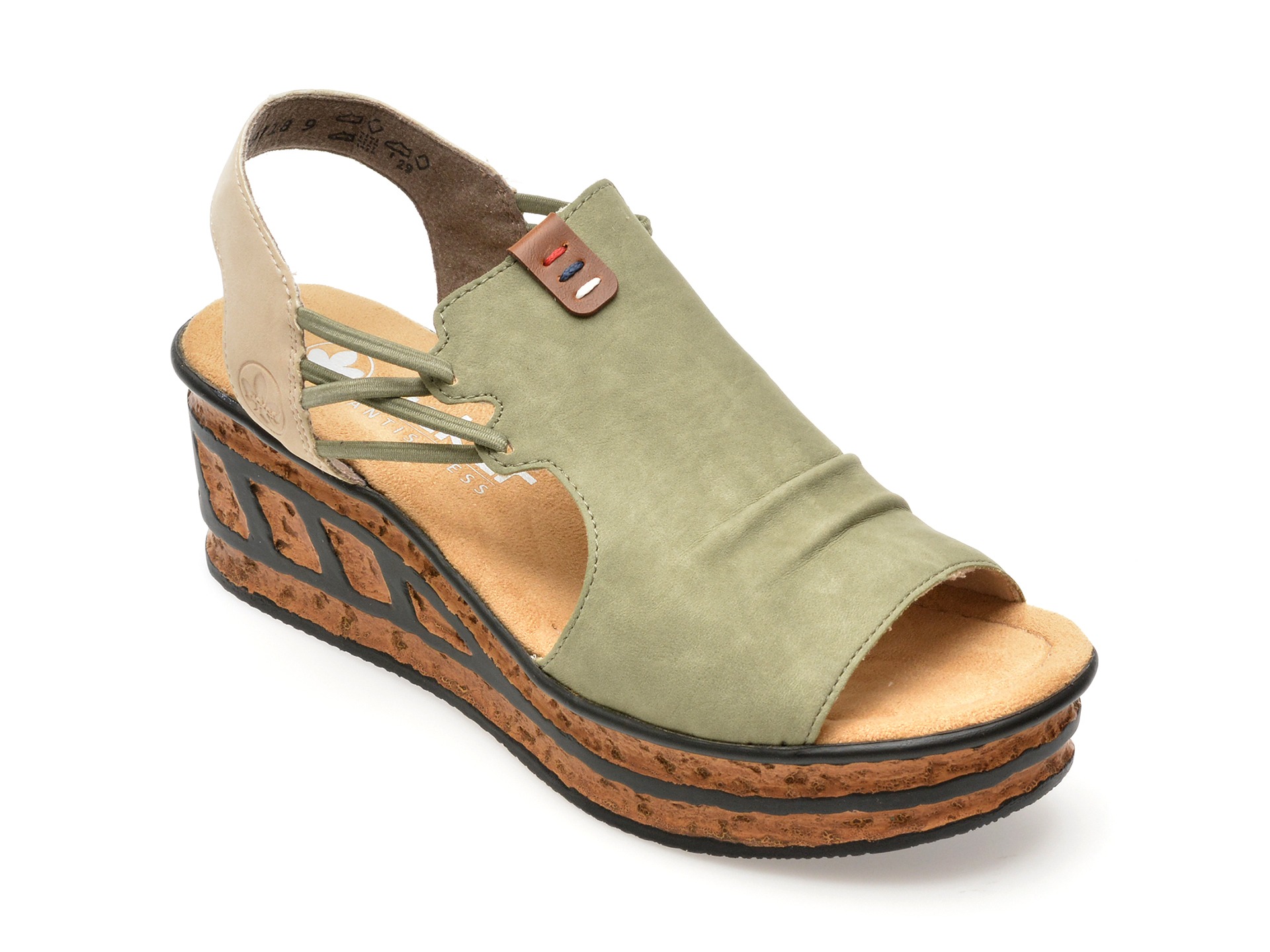 Sandale RIEKER kaki, 68175, din piele ecologica 1 Sandale RIEKER kaki