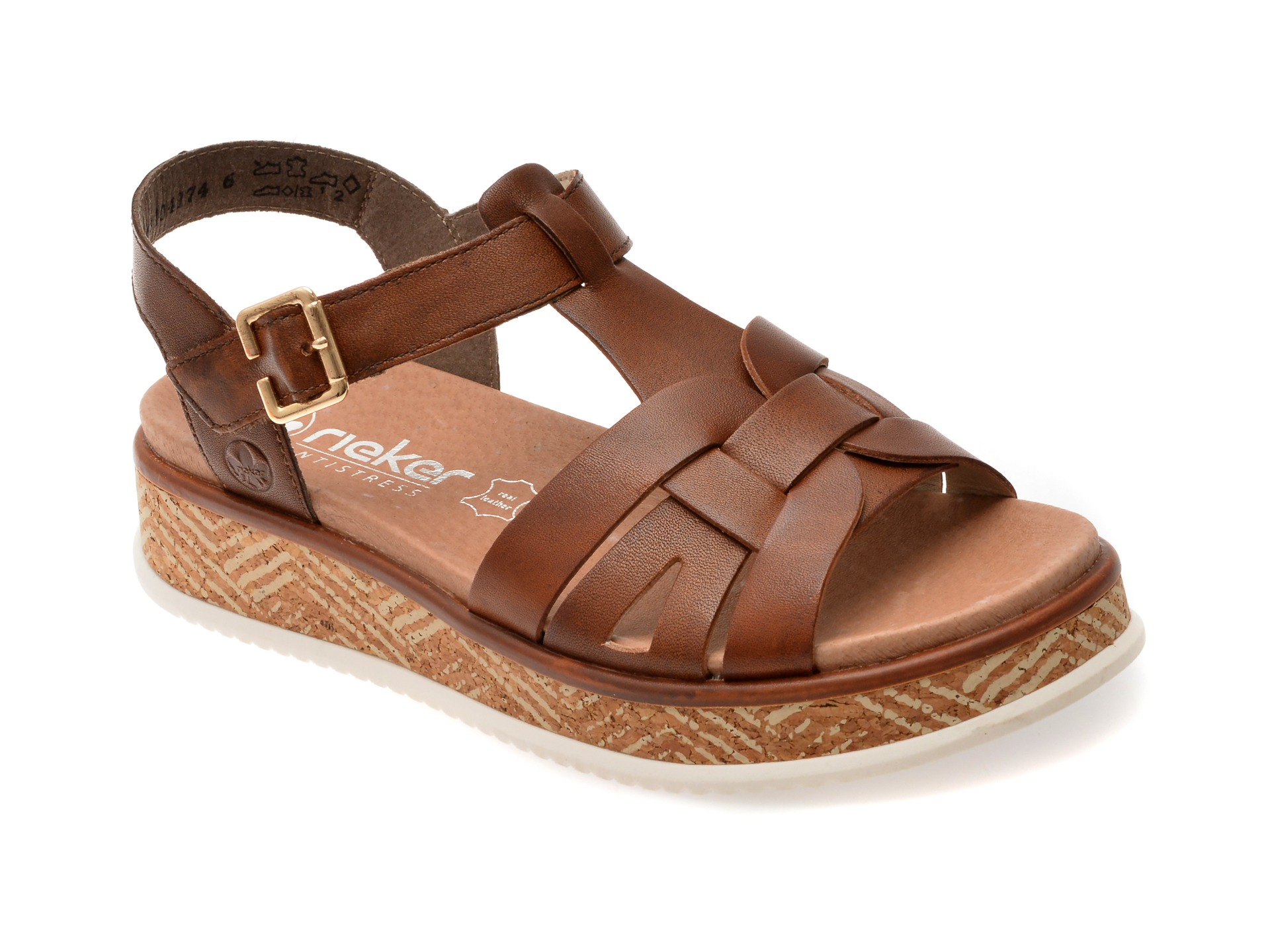 Sandale RIEKER maro, W0853, din piele naturala 1 Sandale RIEKER maro