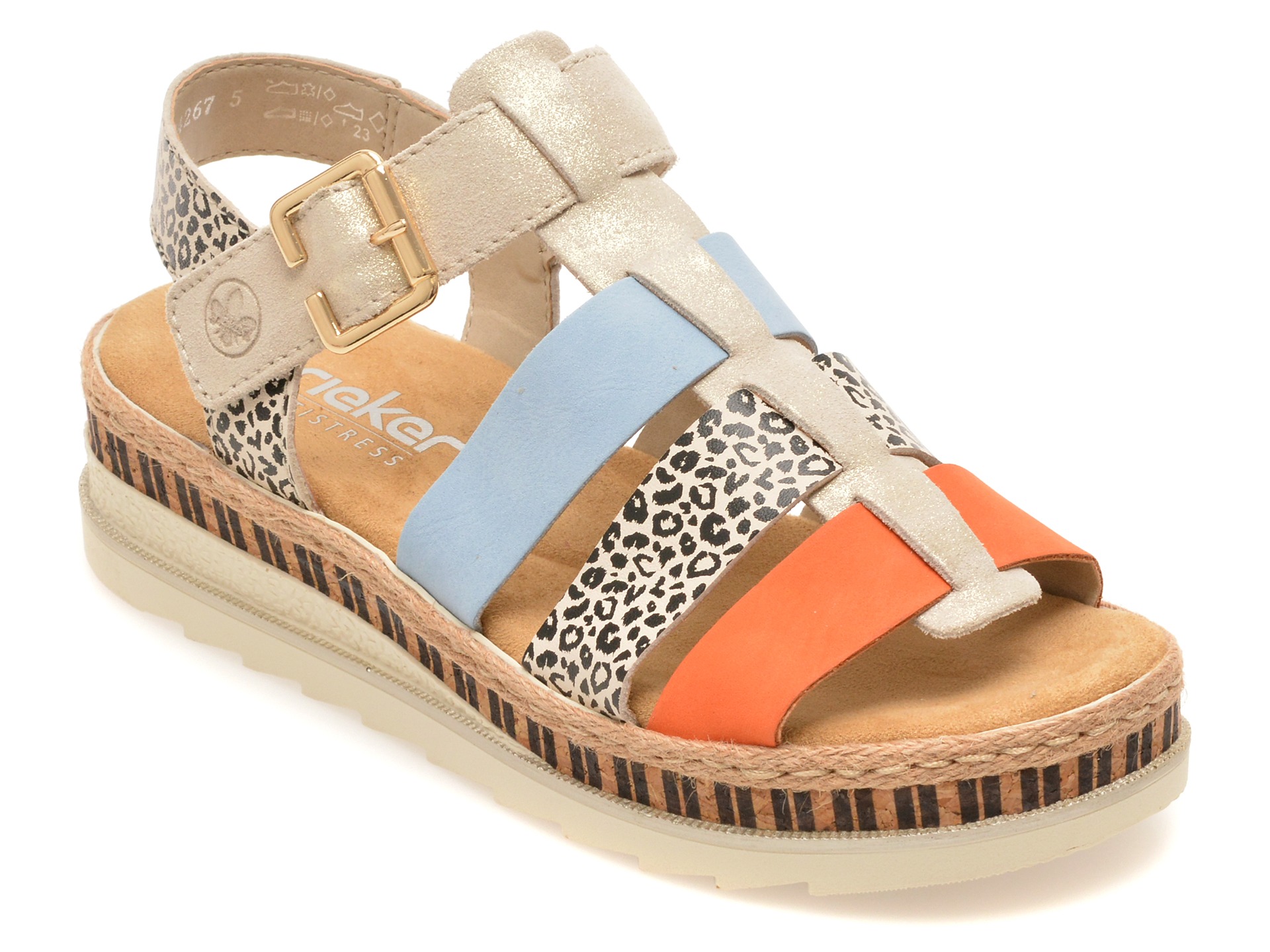 Sandale RIEKER multicolor, V7904, din piele ecologica 1 Sandale RIEKER multicolor
