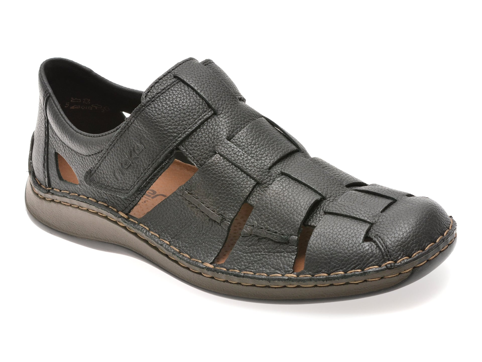Sandale RIEKER negre, 5281, din piele naturala 1 Sandale RIEKER negre