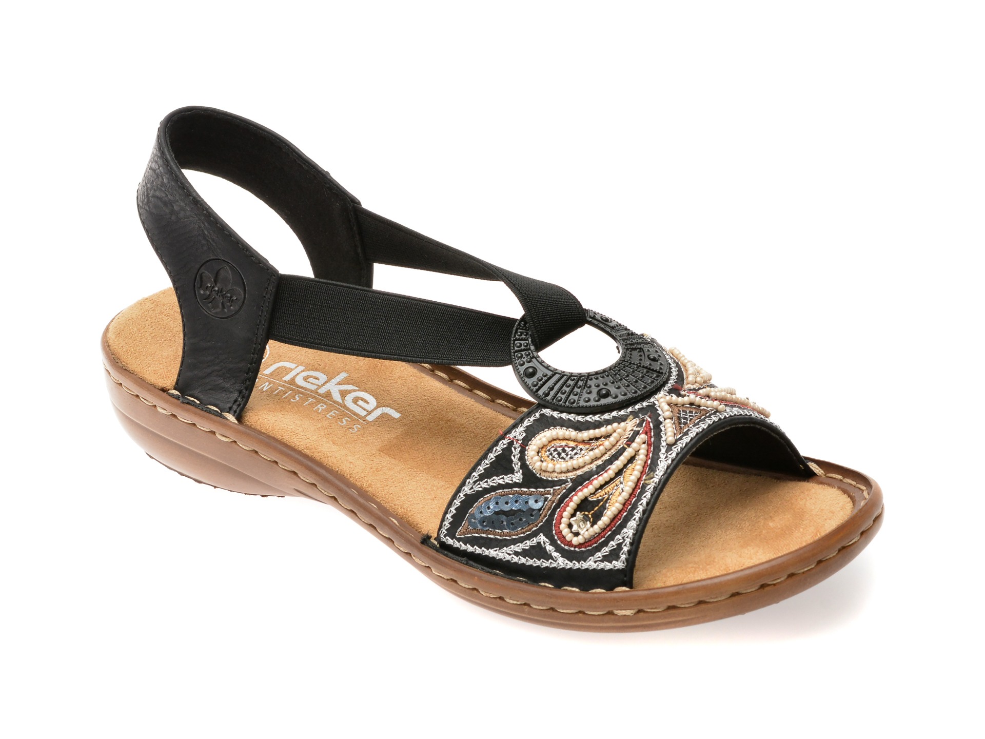 Sandale RIEKER negre, 608B4, din piele ecologica 1 Sandale RIEKER negre