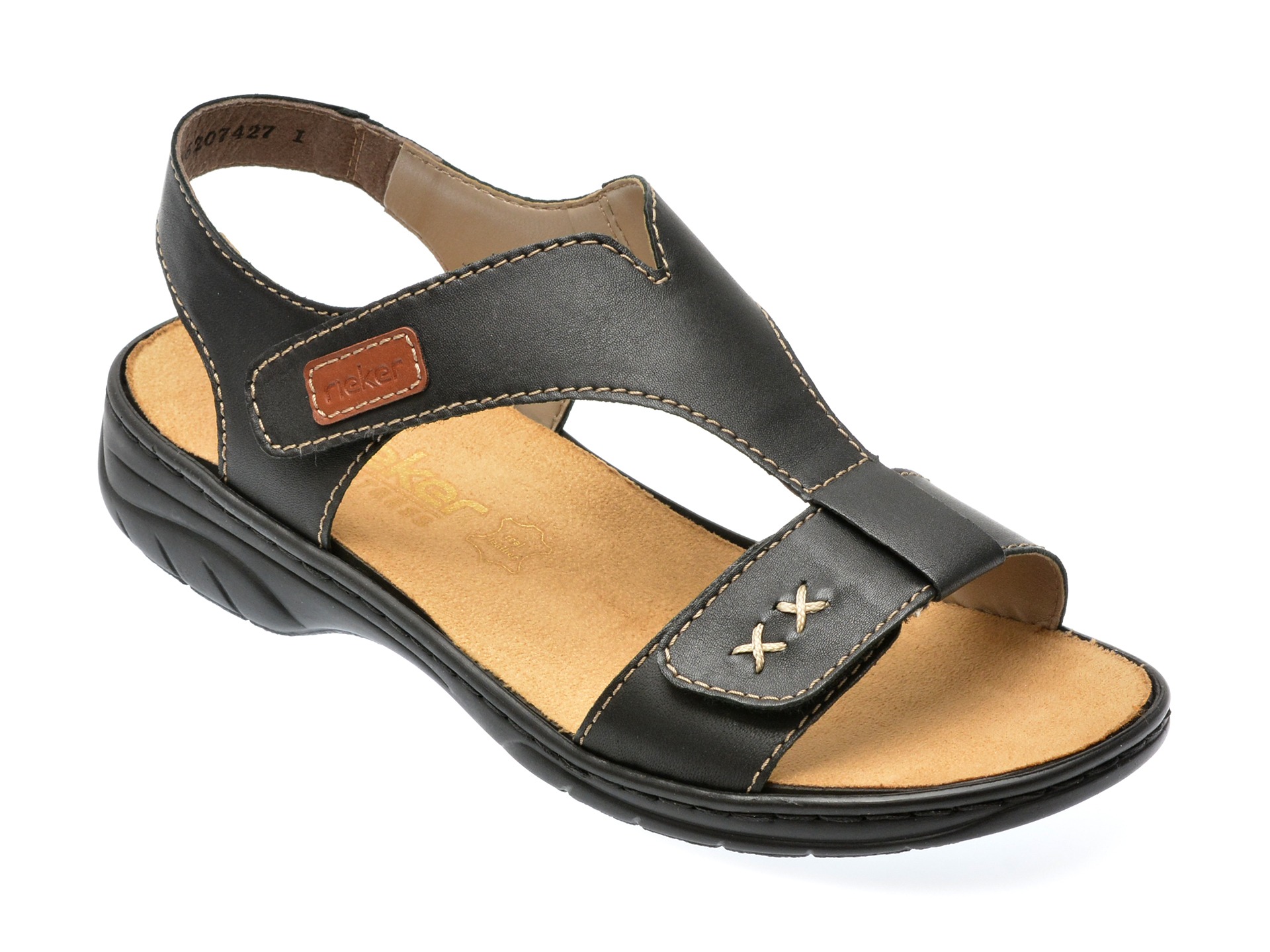 Sandale RIEKER negre, 64577, din piele naturala 1 Sandale RIEKER negre