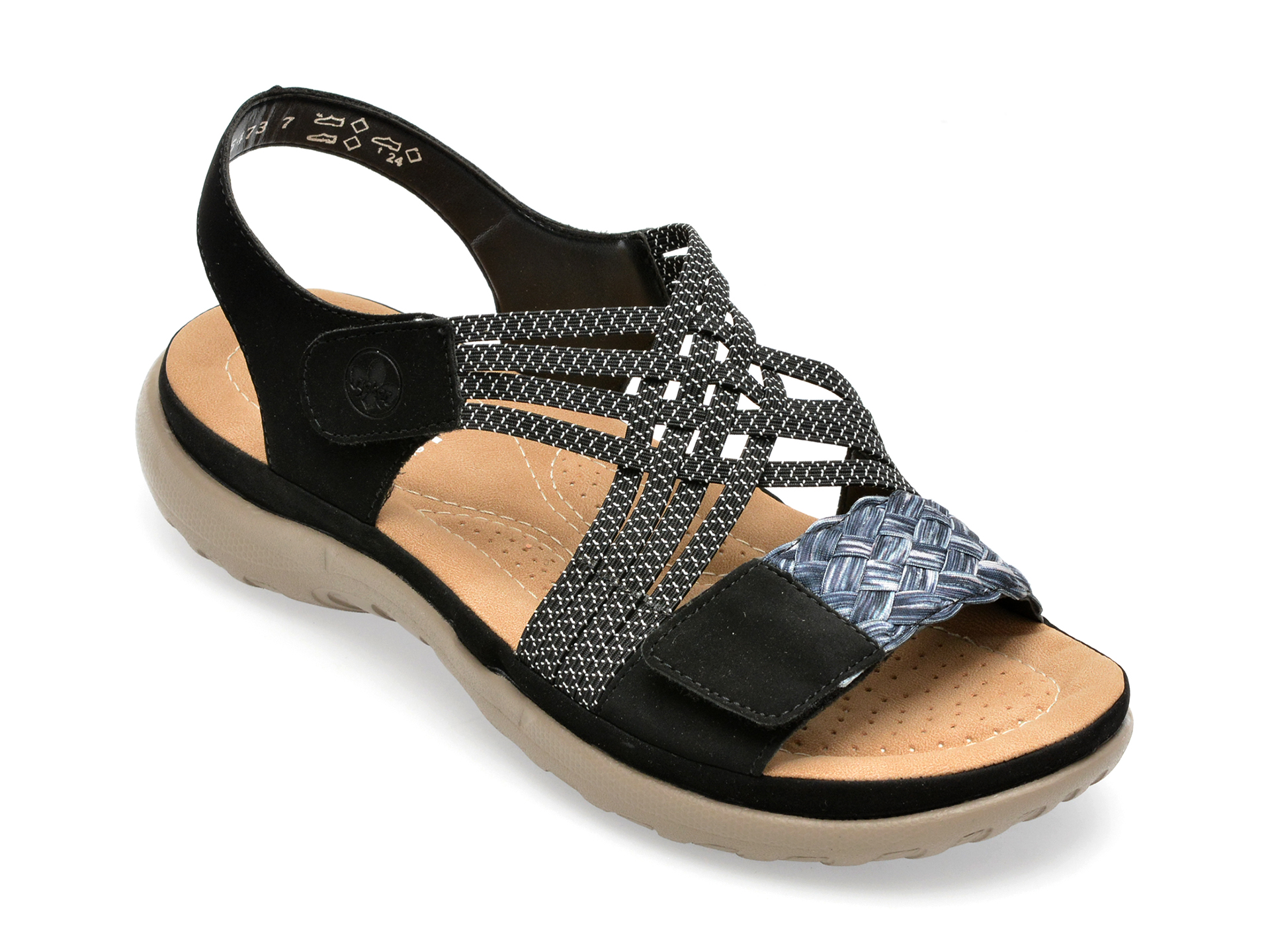 Sandale RIEKER negre, 64889, din piele ecologica 1 Sandale RIEKER negre