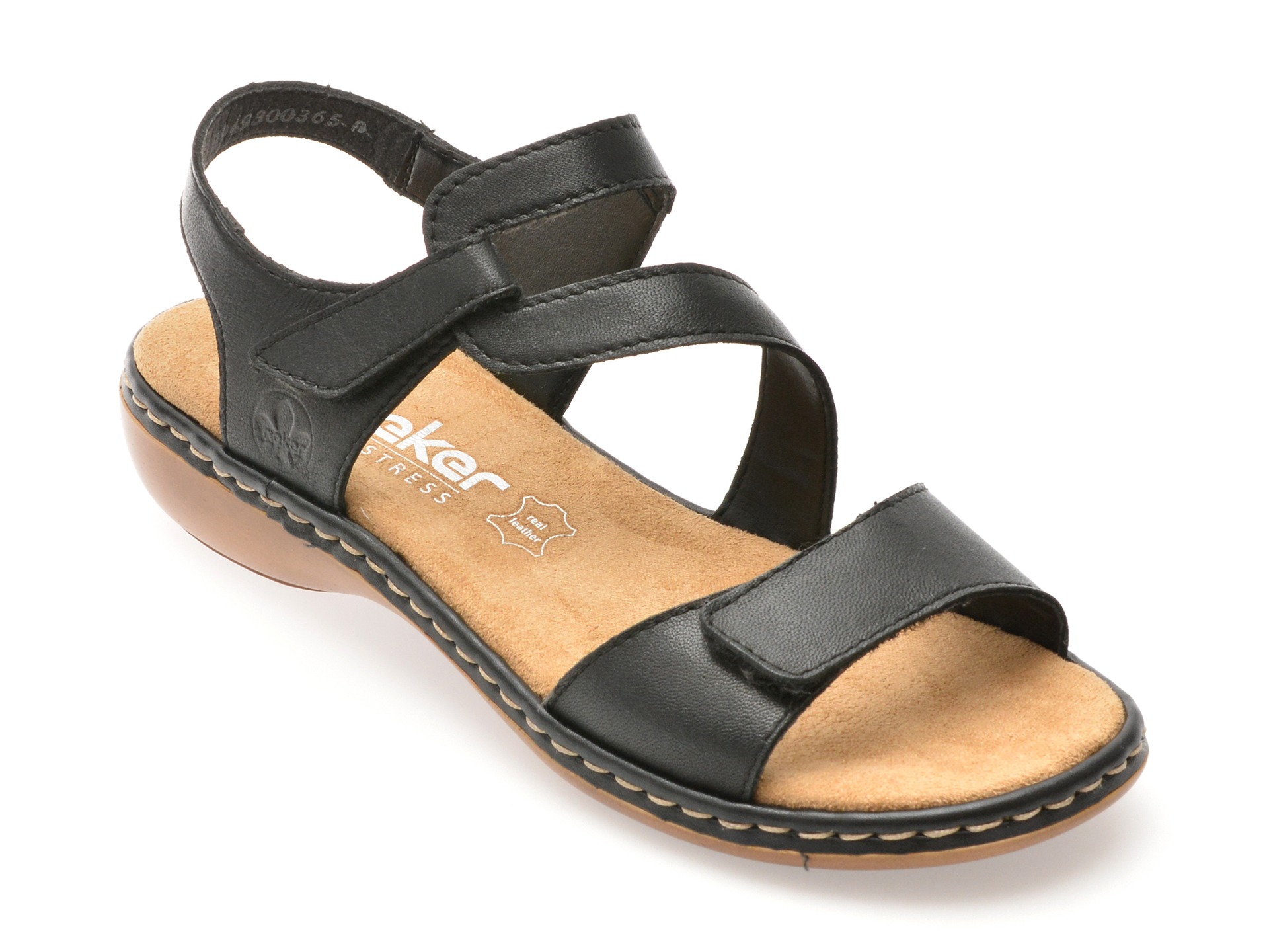 Sandale RIEKER negre, 659C7, din piele naturala 1 Sandale RIEKER negre