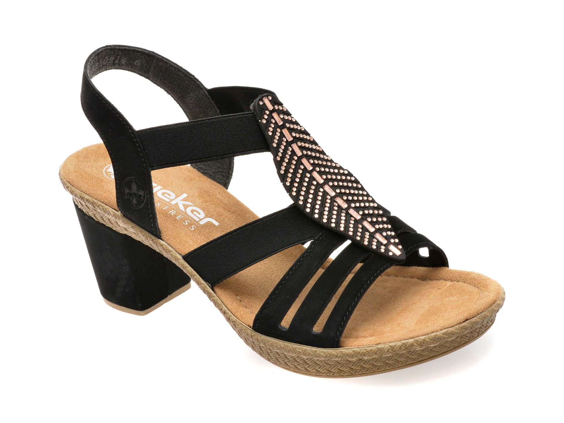 Sandale RIEKER negre, 66526, din piele ecologica 1 Sandale RIEKER negre