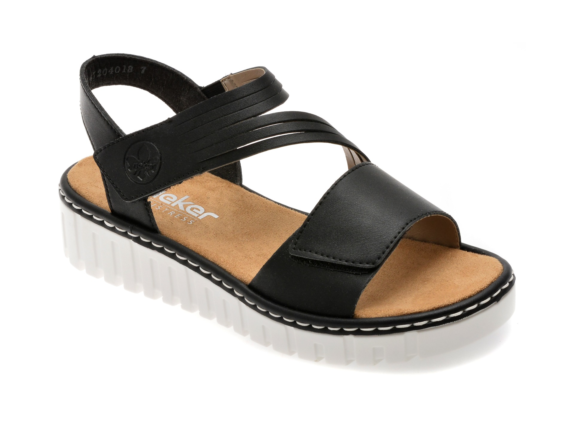 Sandale RIEKER negre, V1364, din piele ecologica 1 Sandale RIEKER negre