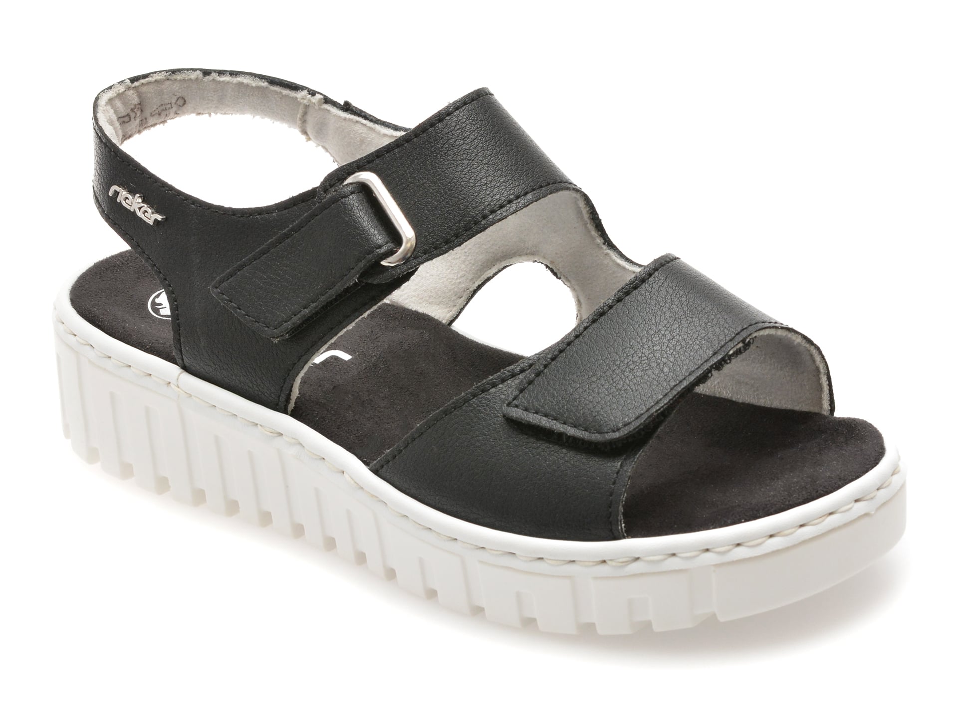 Sandale RIEKER negre, V1382, din piele naturala 1 Sandale RIEKER negre