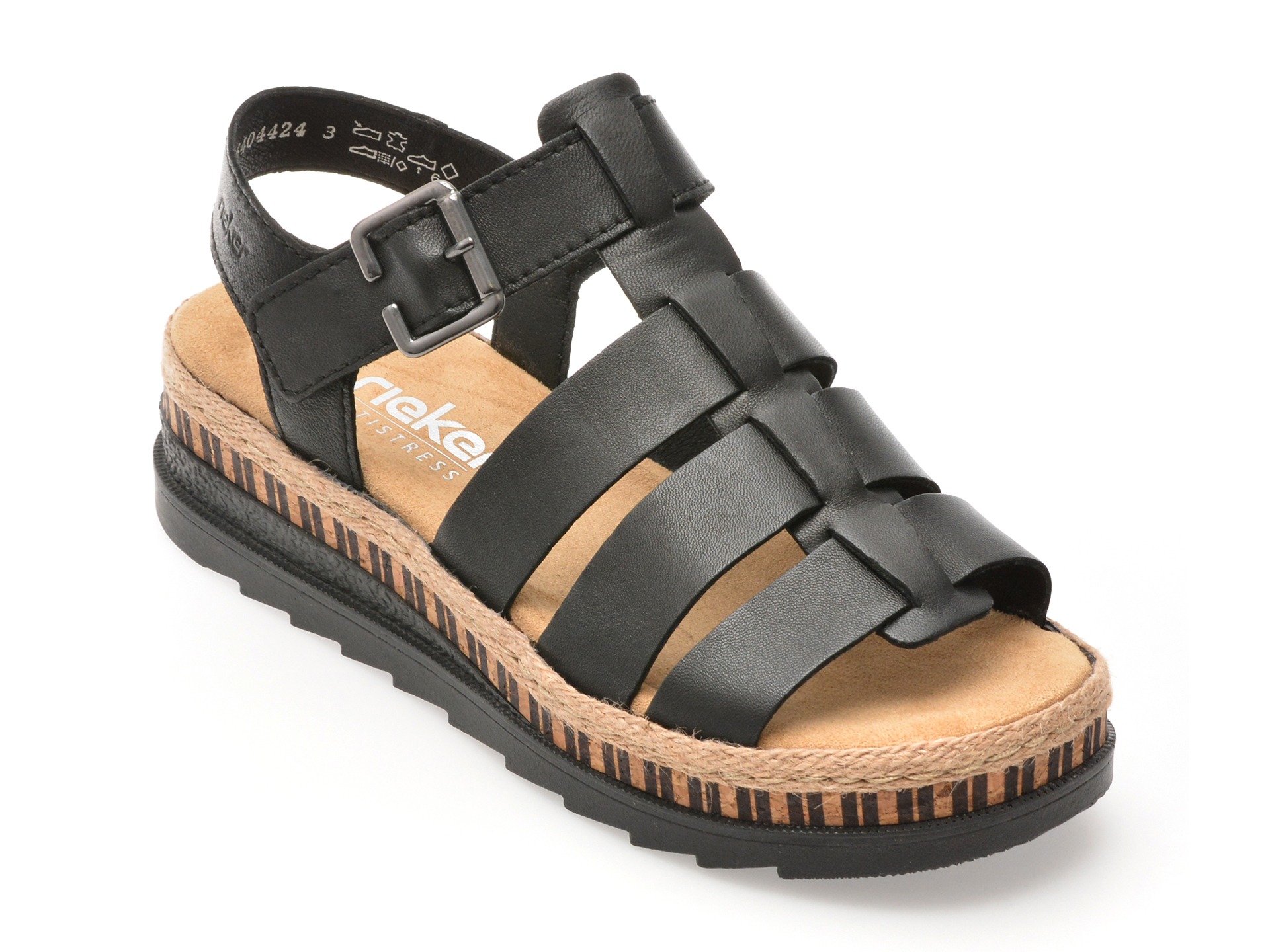 Sandale RIEKER negre, V7904, din piele naturala 1 Sandale RIEKER negre