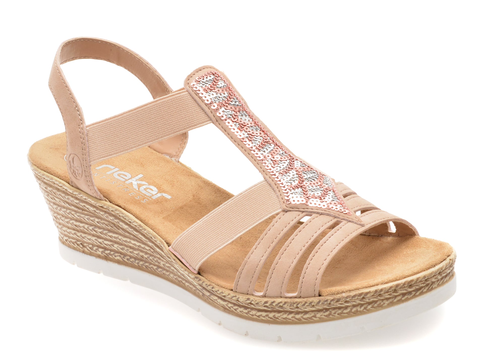 Sandale RIEKER nude, 61913, din piele ecologica 1 Sandale RIEKER nude