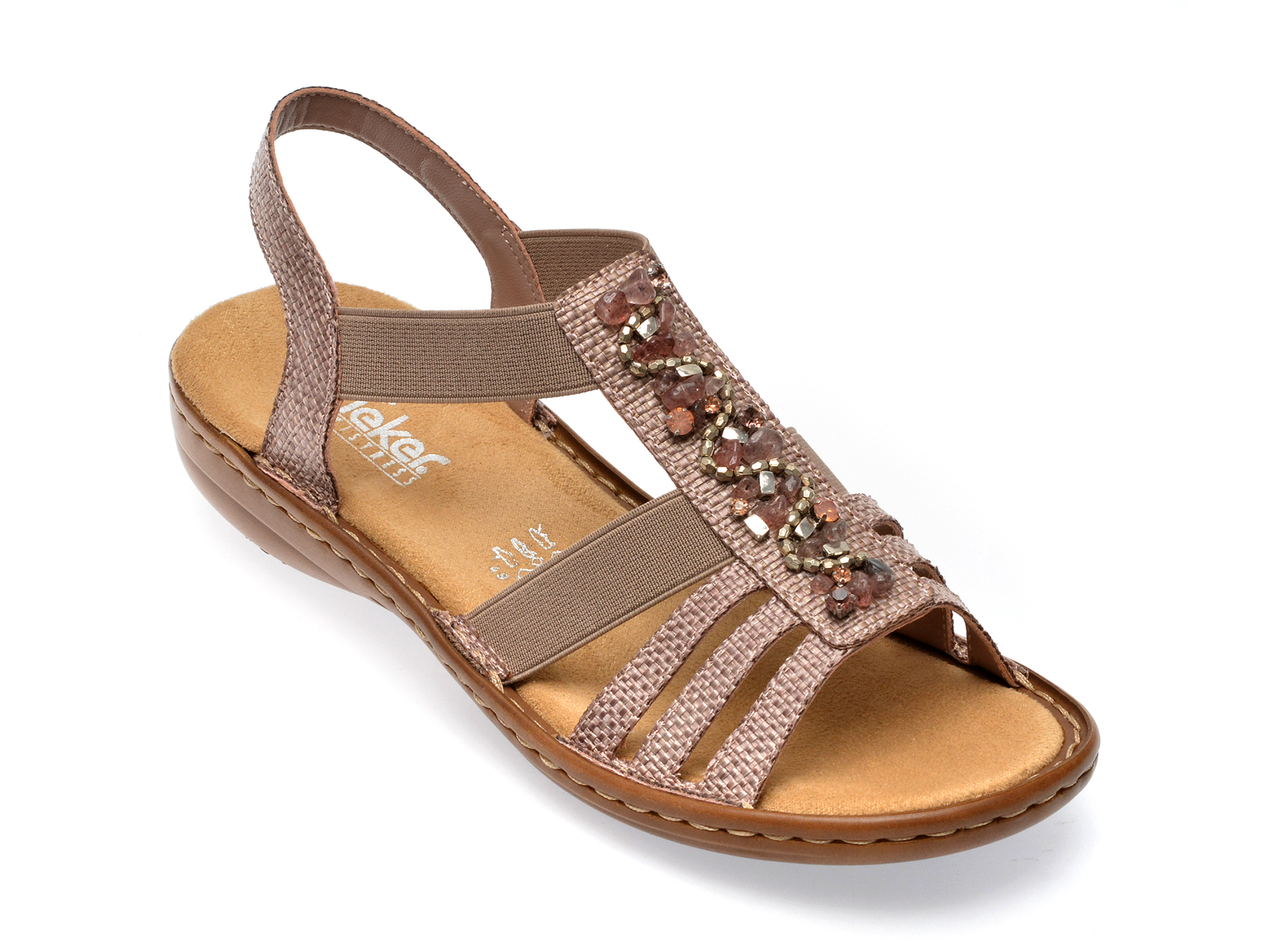 Sandale RIEKER roz, 60818, din piele ecologica 1 Sandale RIEKER roz