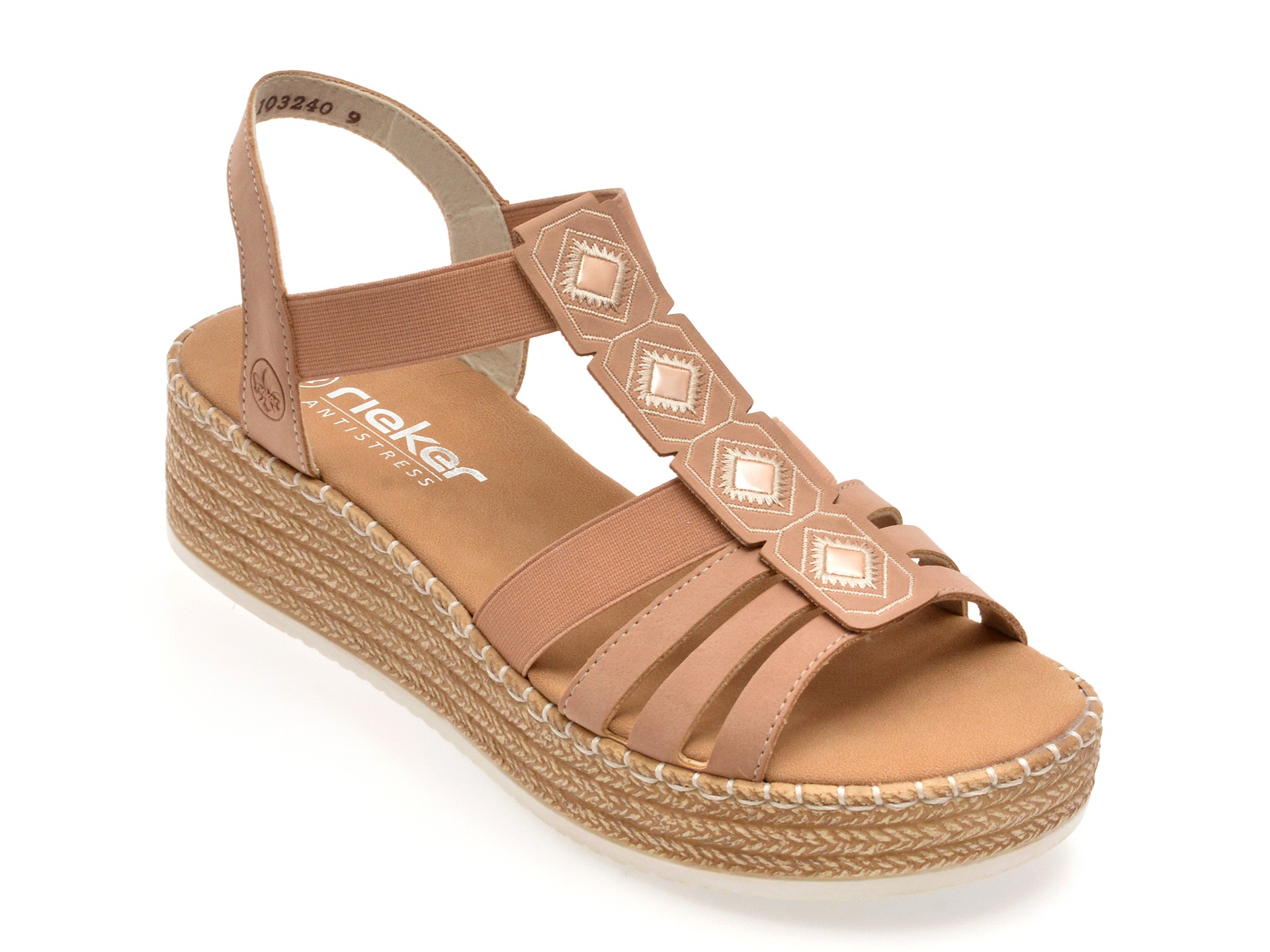 Sandale RIEKER roz, V4554, din piele ecologica 1 Sandale RIEKER roz