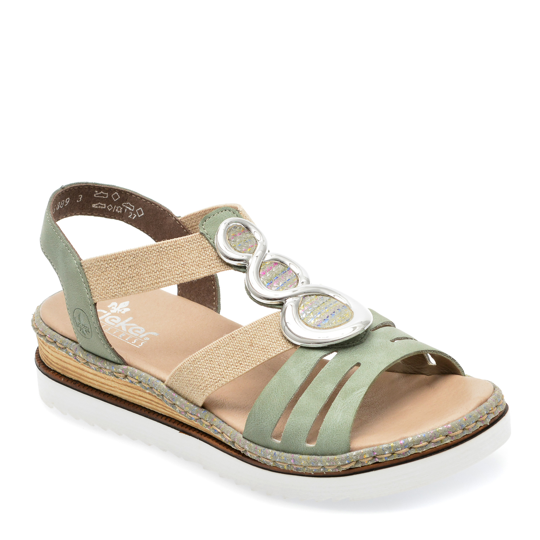 Sandale RIEKER verzi, 679L4, din piele ecologica 1 Sandale RIEKER verzi