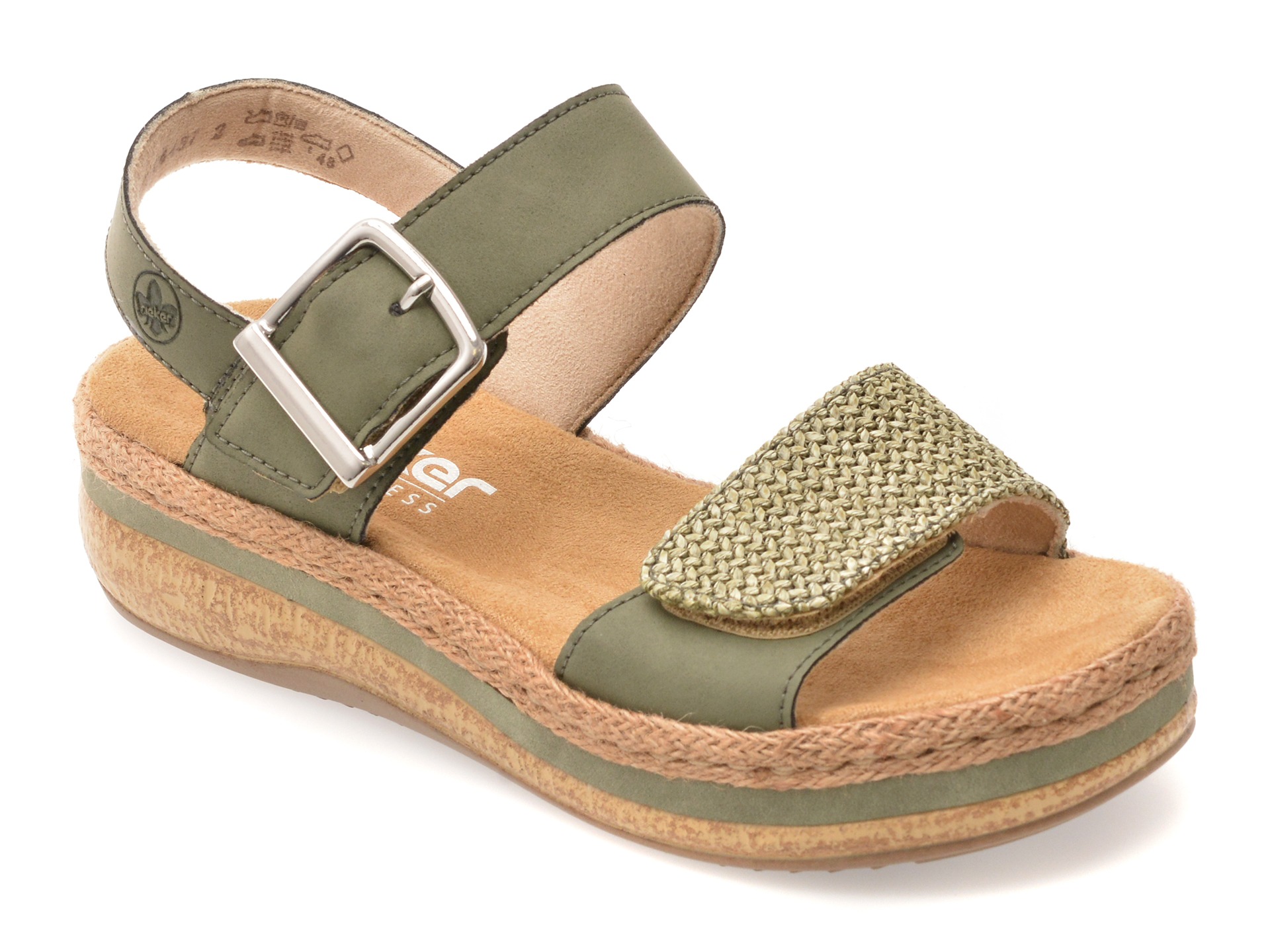 Sandale RIEKER verzi, V0951, din piele naturala 1 Sandale RIEKER verzi